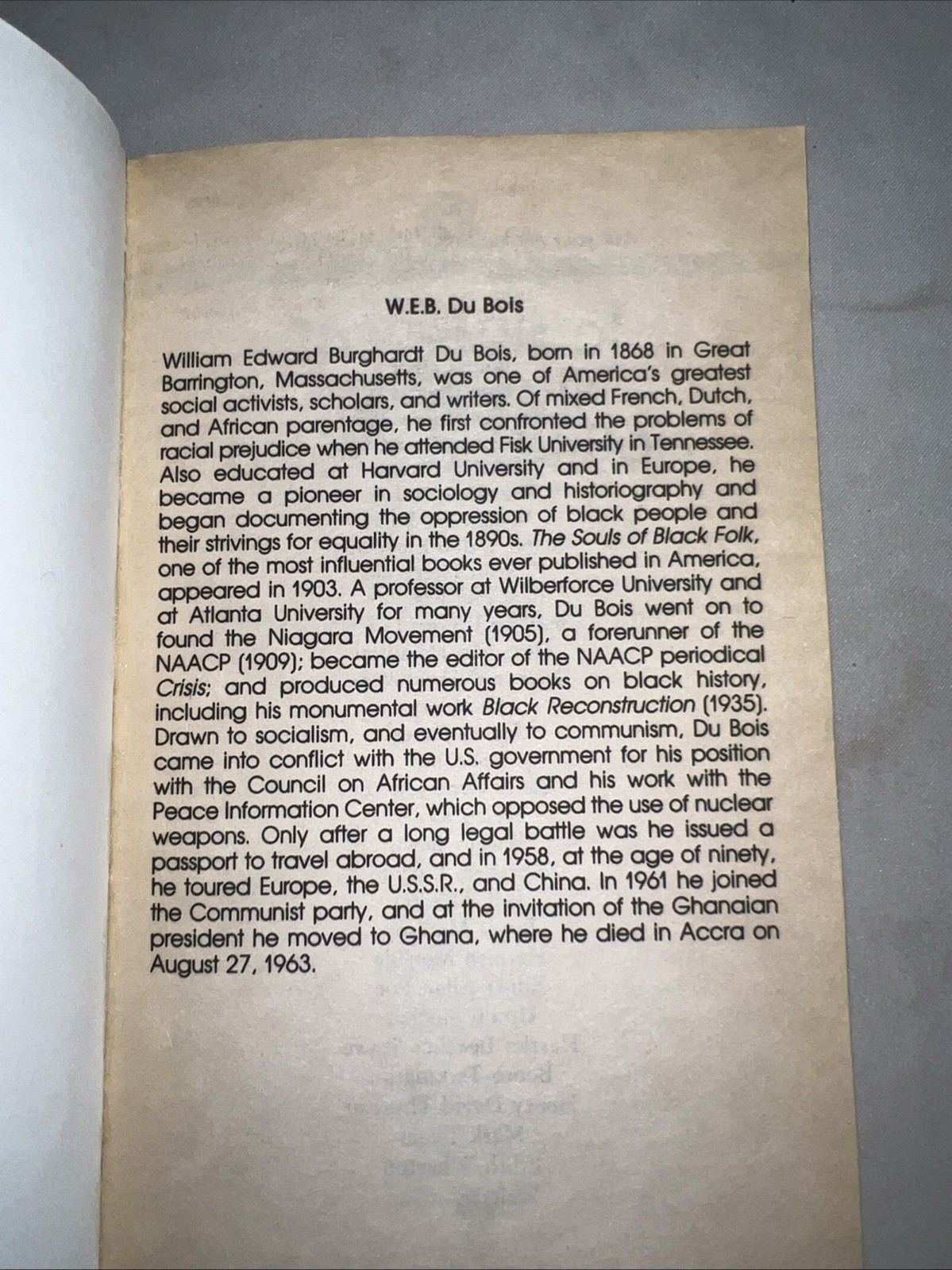 Vintage The Souls of Black Folk by W. E. B. Du Bois Trade Paperback VERY GOOD