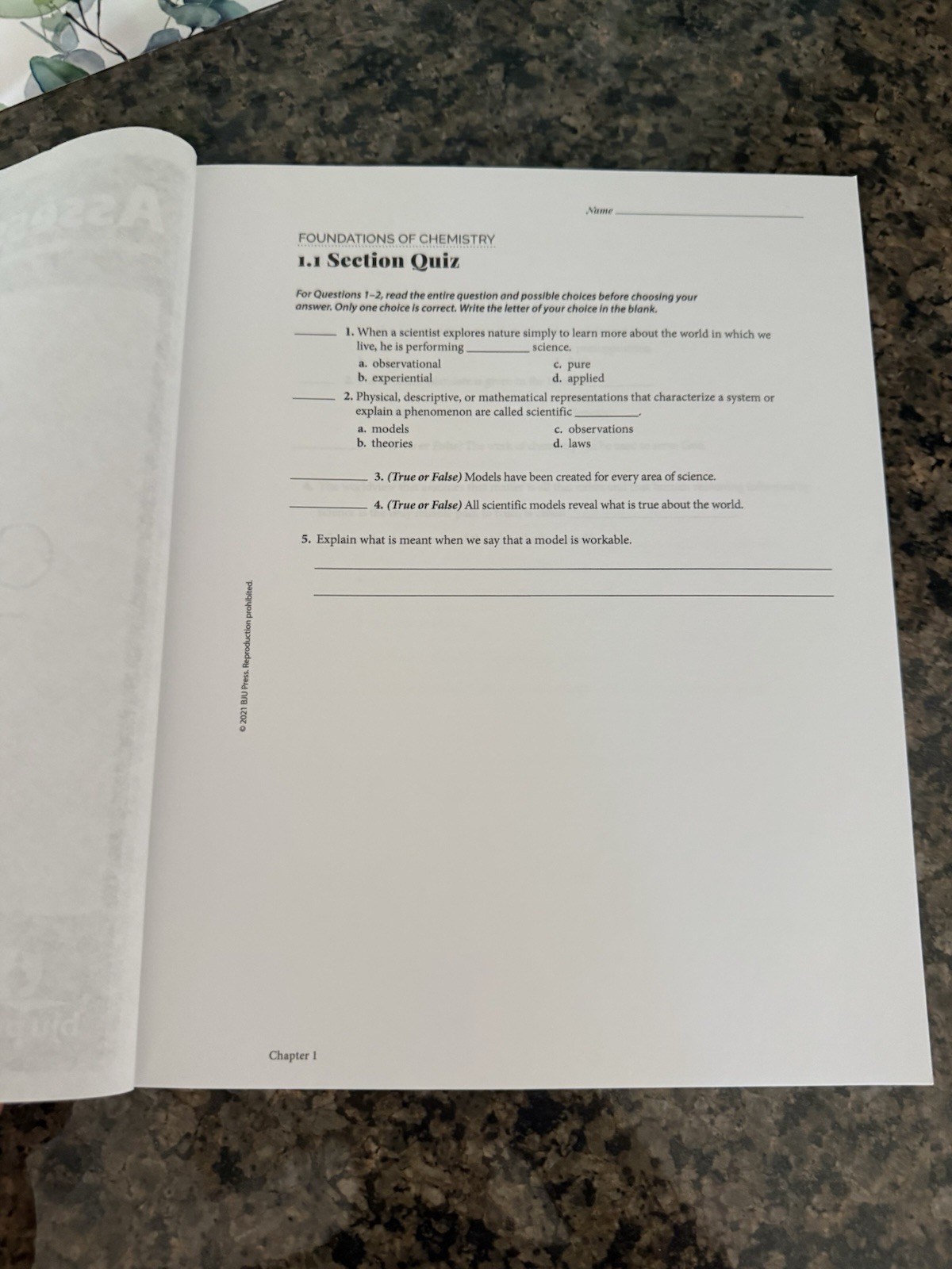 BJU Chemistry Student Textbook & Lab Manual & Assessment (5th edition) *NEW*
