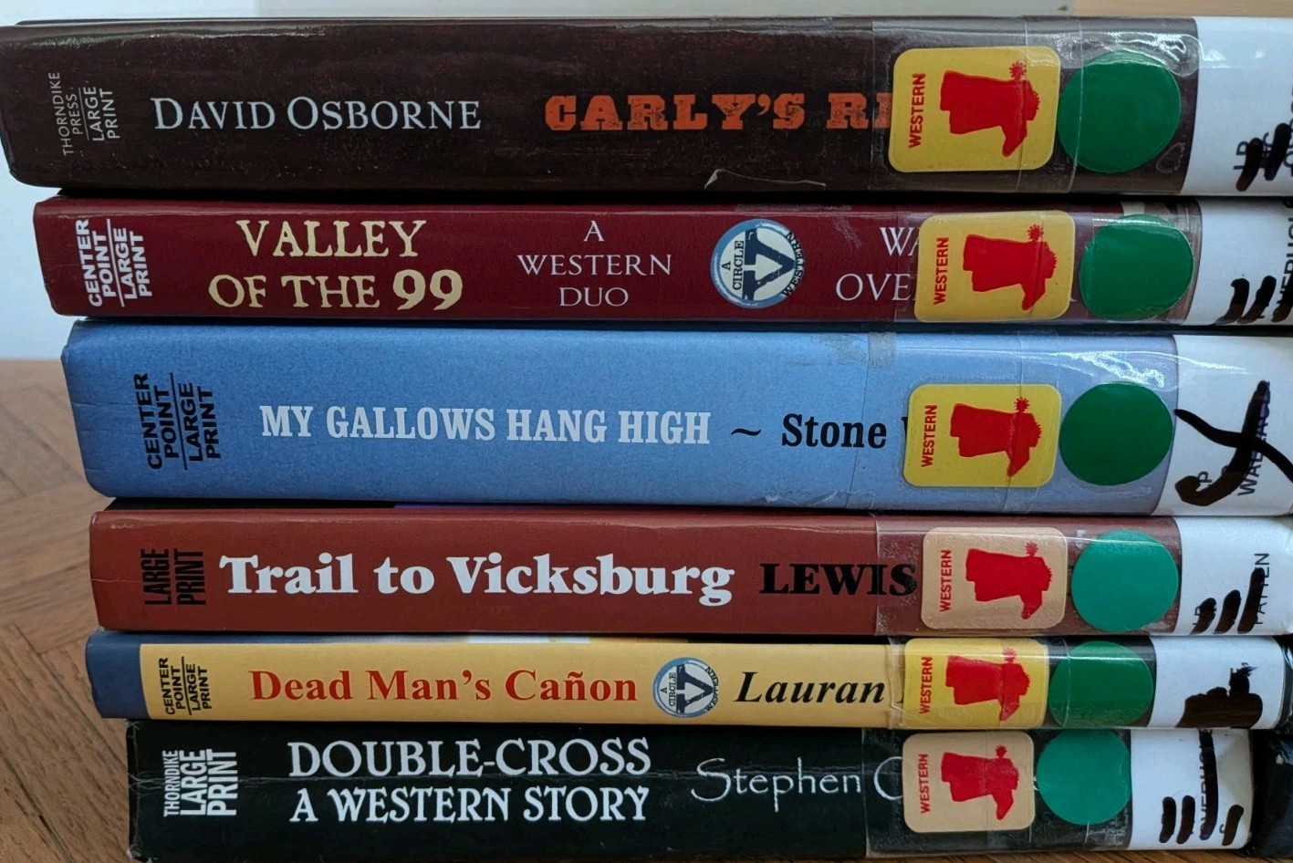 Lot of 12 LARGE PRINT Western Books Wild West Cowboys Rangers Adventure HC