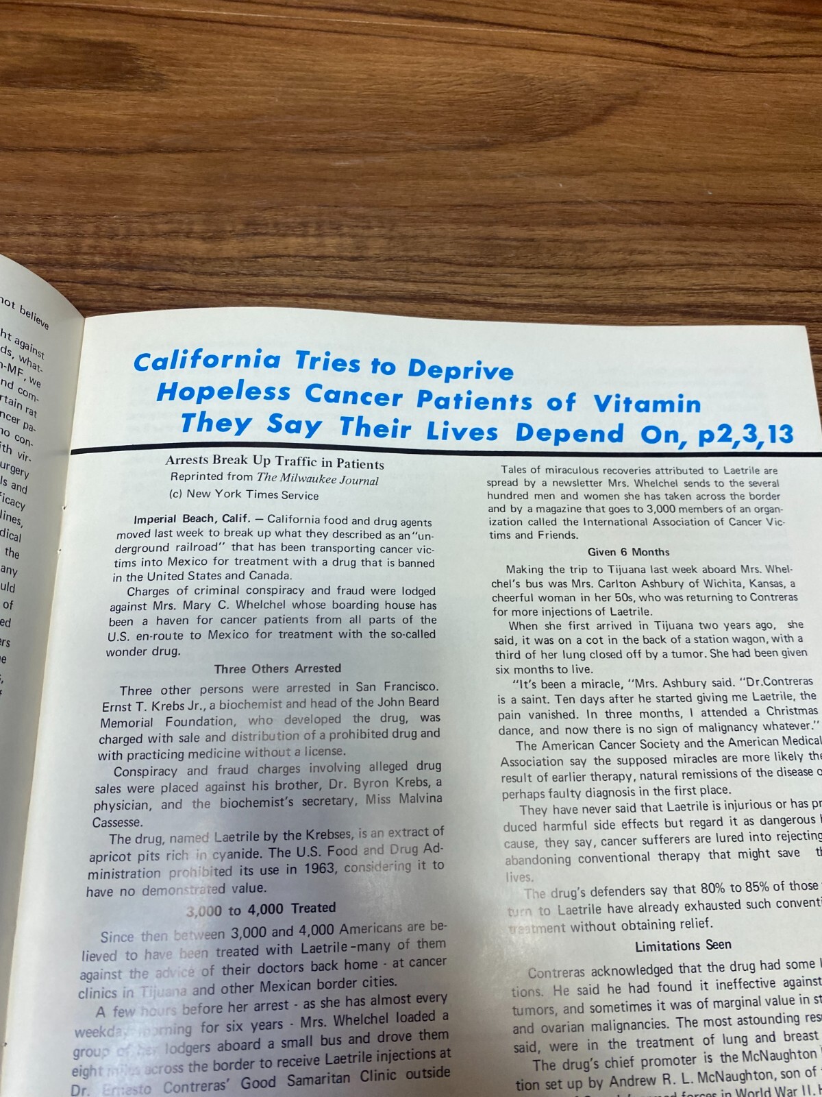 1971 Cancer News Journal Featuring Dr. Kelley Ecological Cancer Approach