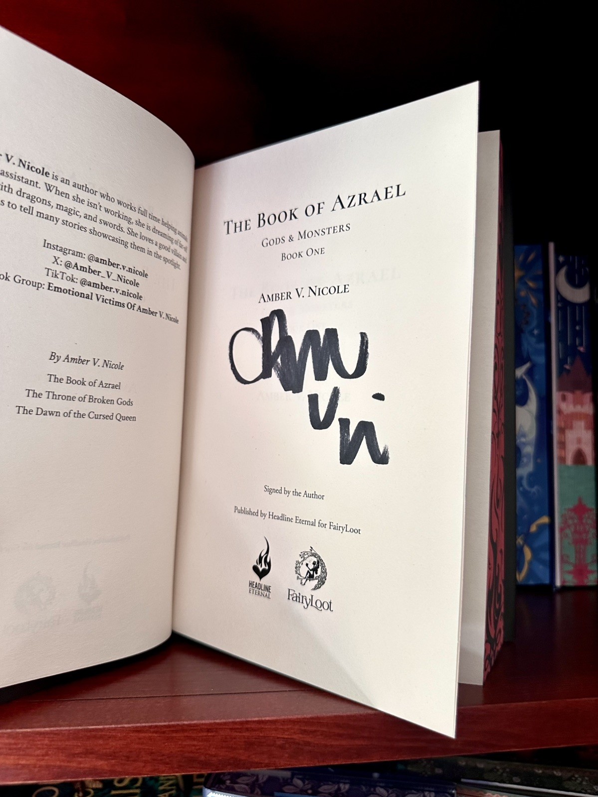 SIGNED Fairyloot Gods And Monsters Set The Book Of Azrael ETC by Amber V Nicole