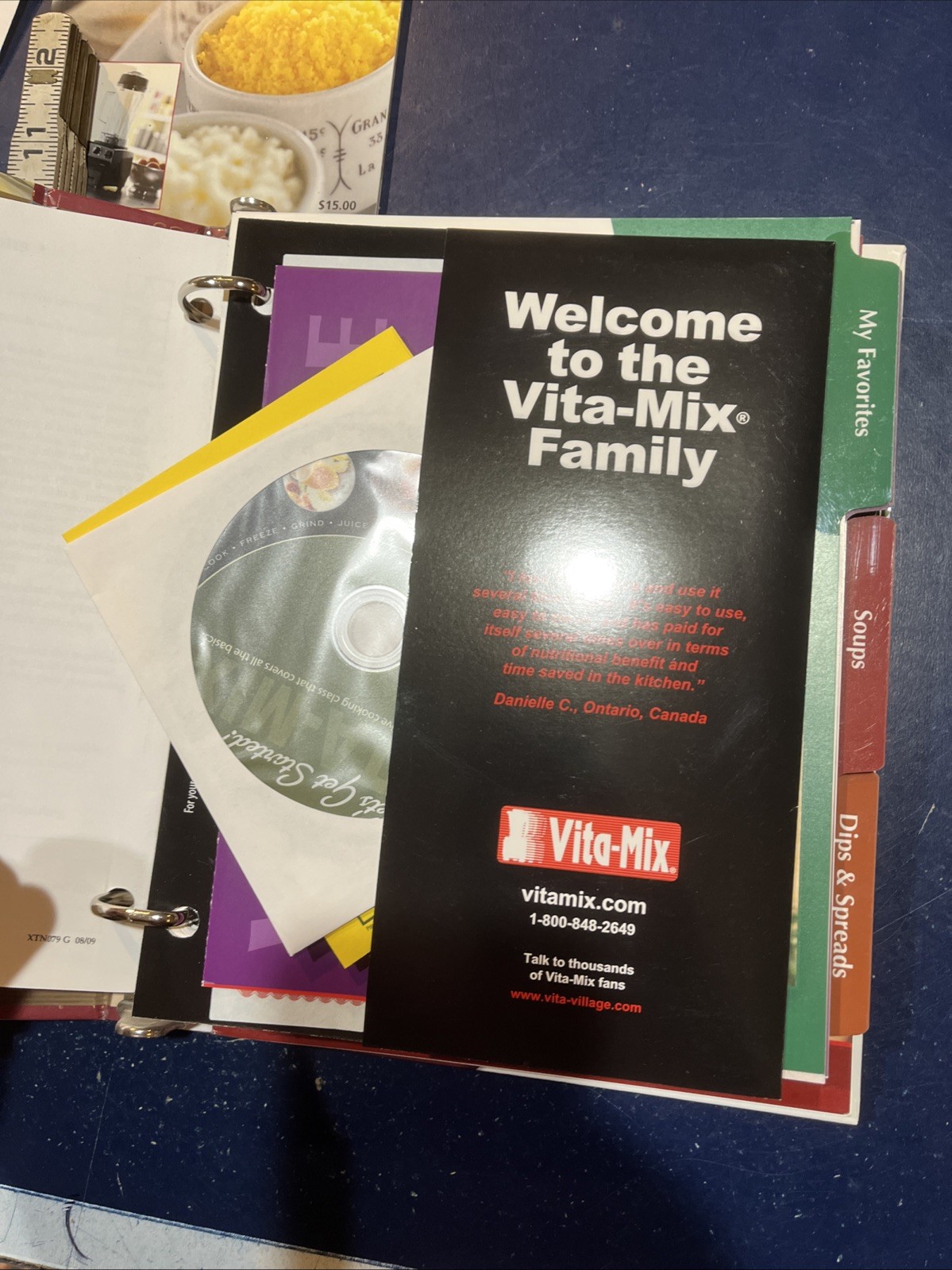 Vita-Mix Whole Food Recipes 3-Ring Binder & Owner’s Manual, 2009 Spiral HC +