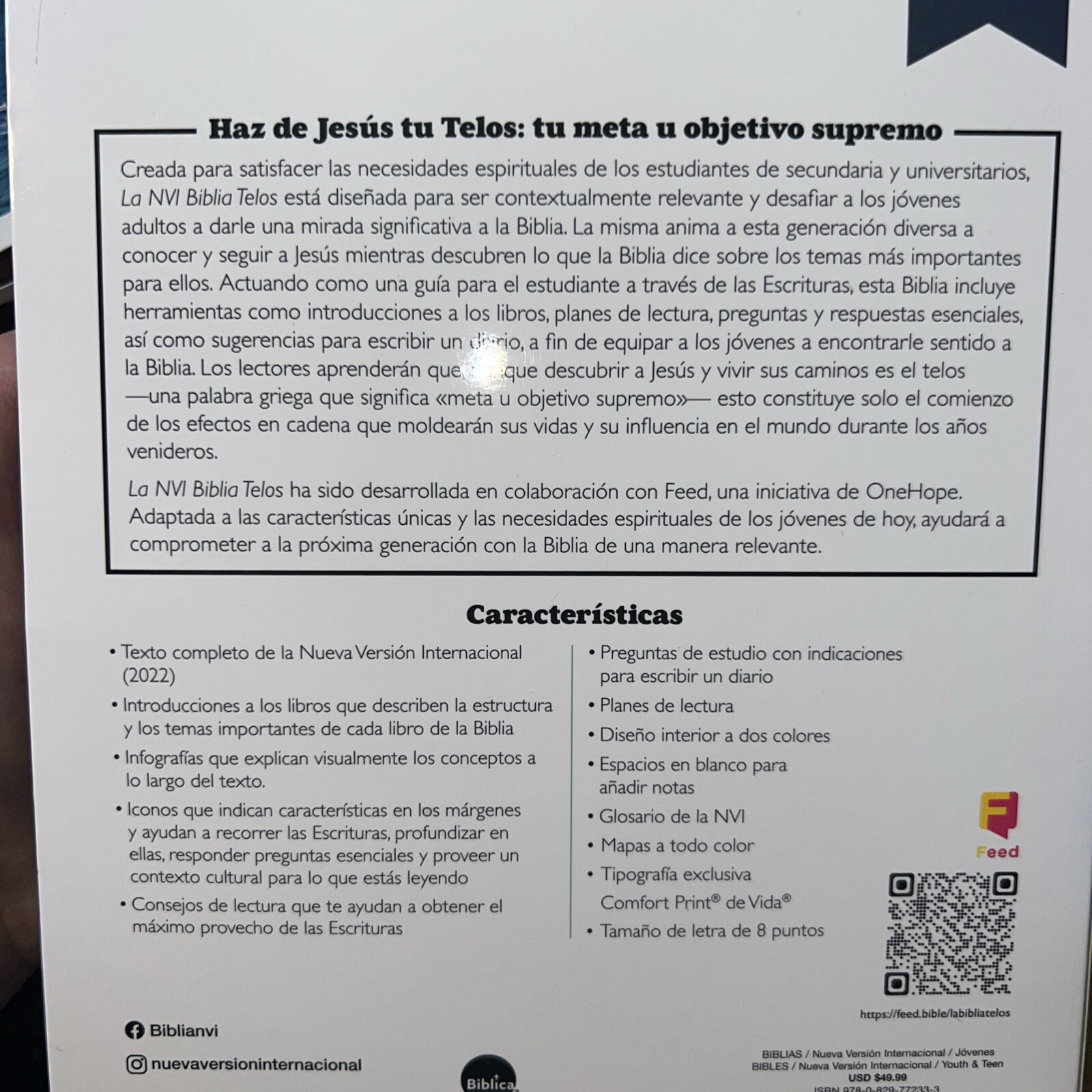 La Biblia Telos para Jovenes NVI, Texto revisado 2022, Soft leather-look, Gris,