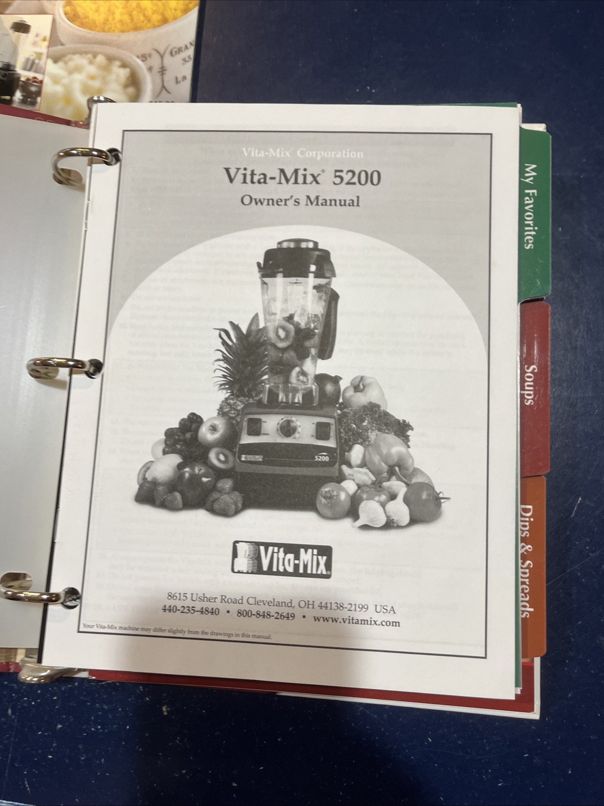 Vita-Mix Whole Food Recipes 3-Ring Binder & Owner’s Manual, 2009 Spiral HC +
