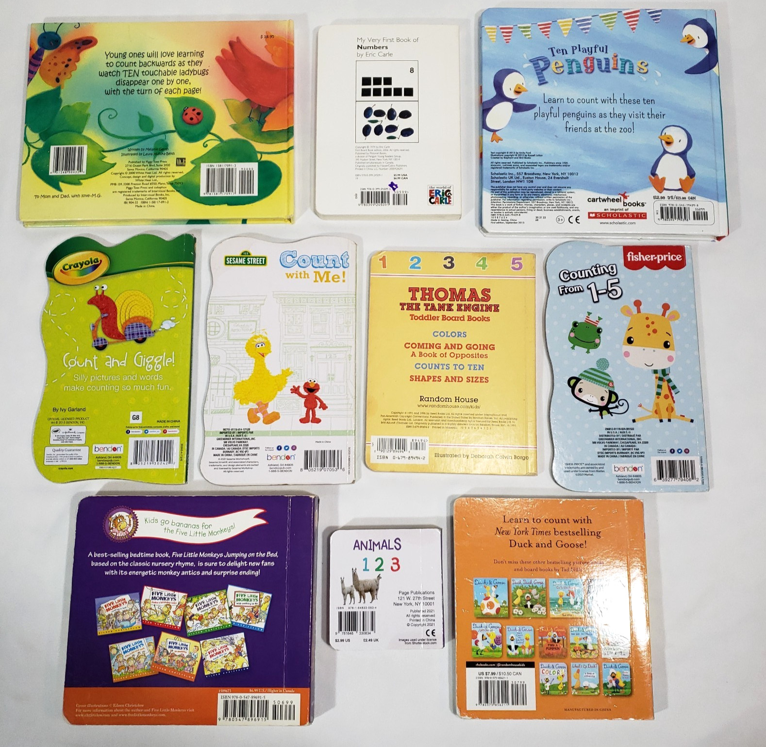 Kids Board Books About Counting Lot Of 10 ABCs 123s Numbers Daycare Preschool