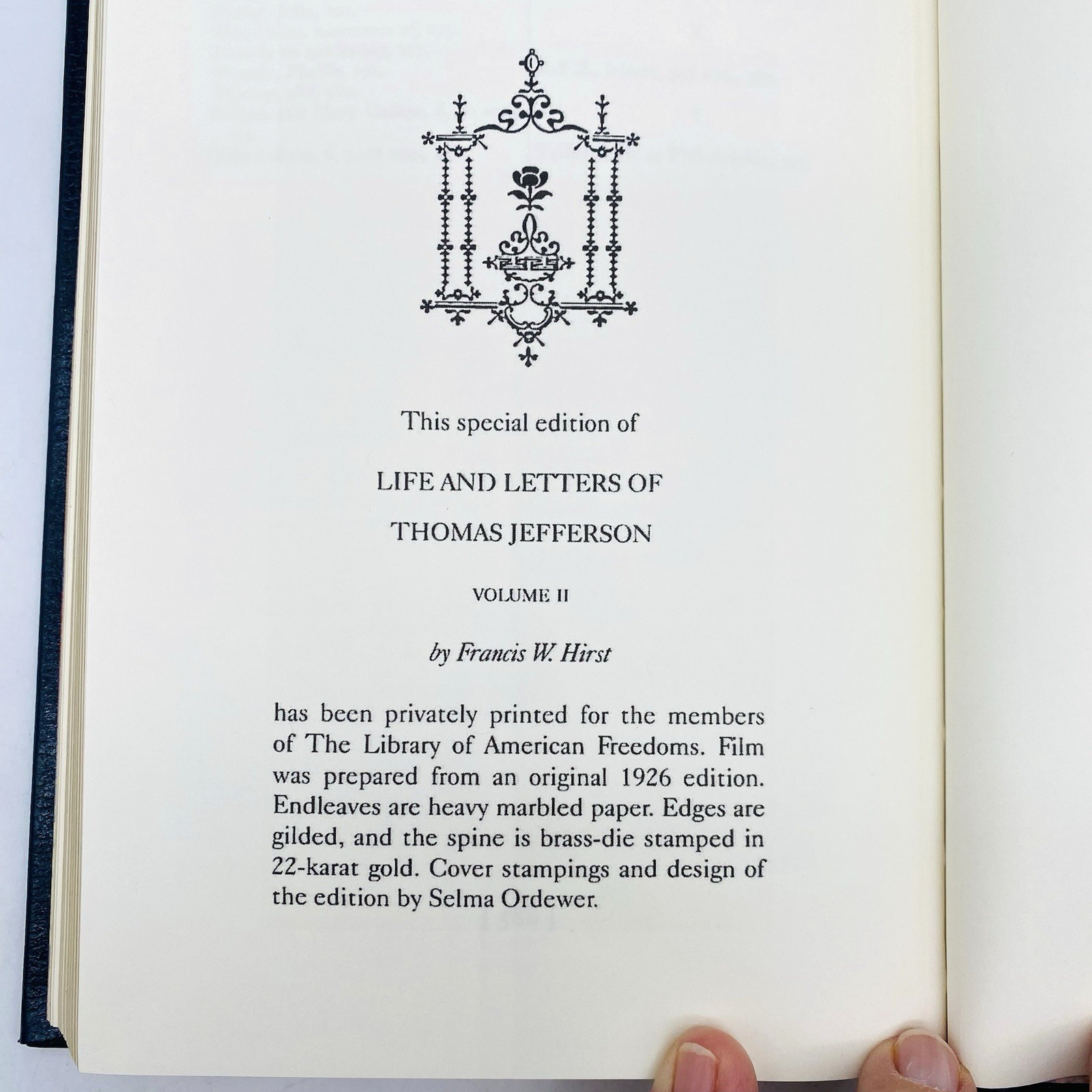 2-Vol Life & Letters of Thomas Jefferson Francis Hirst Library American Freedoms