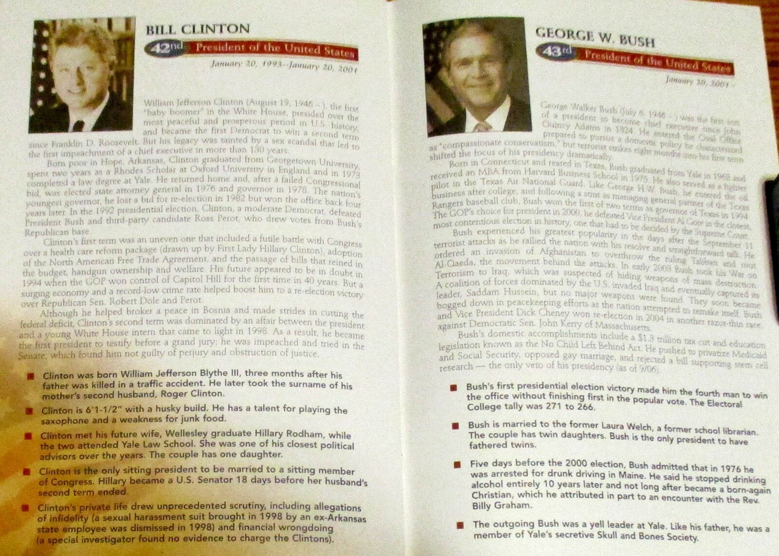 American Presidents Book of Facts 47 Pages No Date