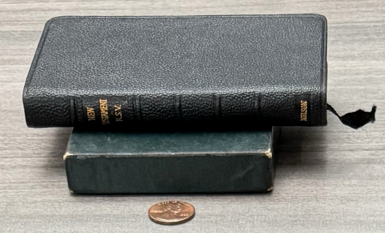 VTG Thinline 1946 Pocket New Testament RSV Black Leather 691X Nelson ~ 4.9″ x 3″