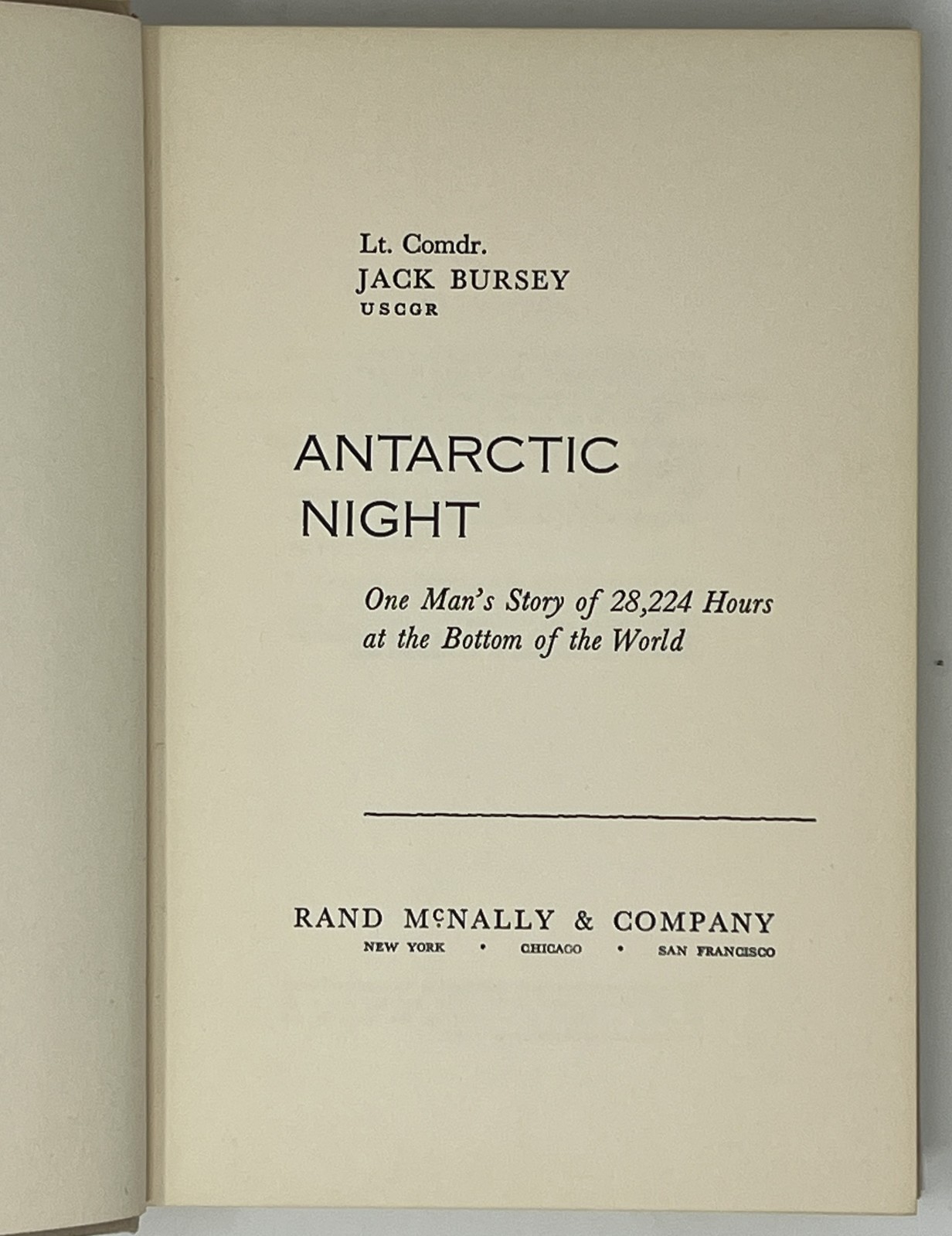 VTG HISTORY: SIGNED Antarctic Night by Jack Bursey – 1957 HC/DJ Pub Rand McNally