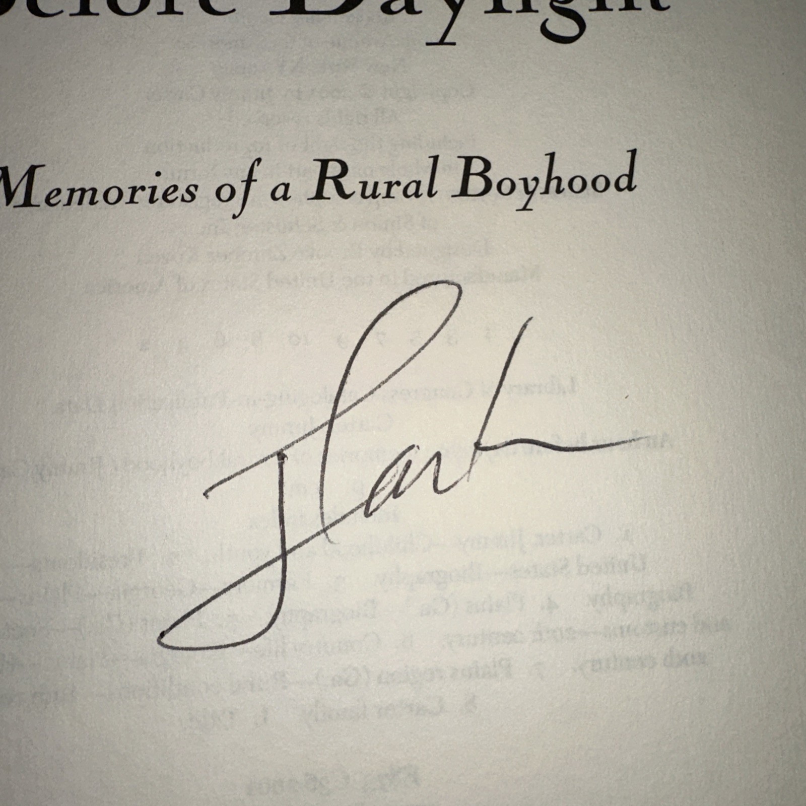 JIMMY CARTER Autographed Signed Book An Hour Before Daylight President JSA COA