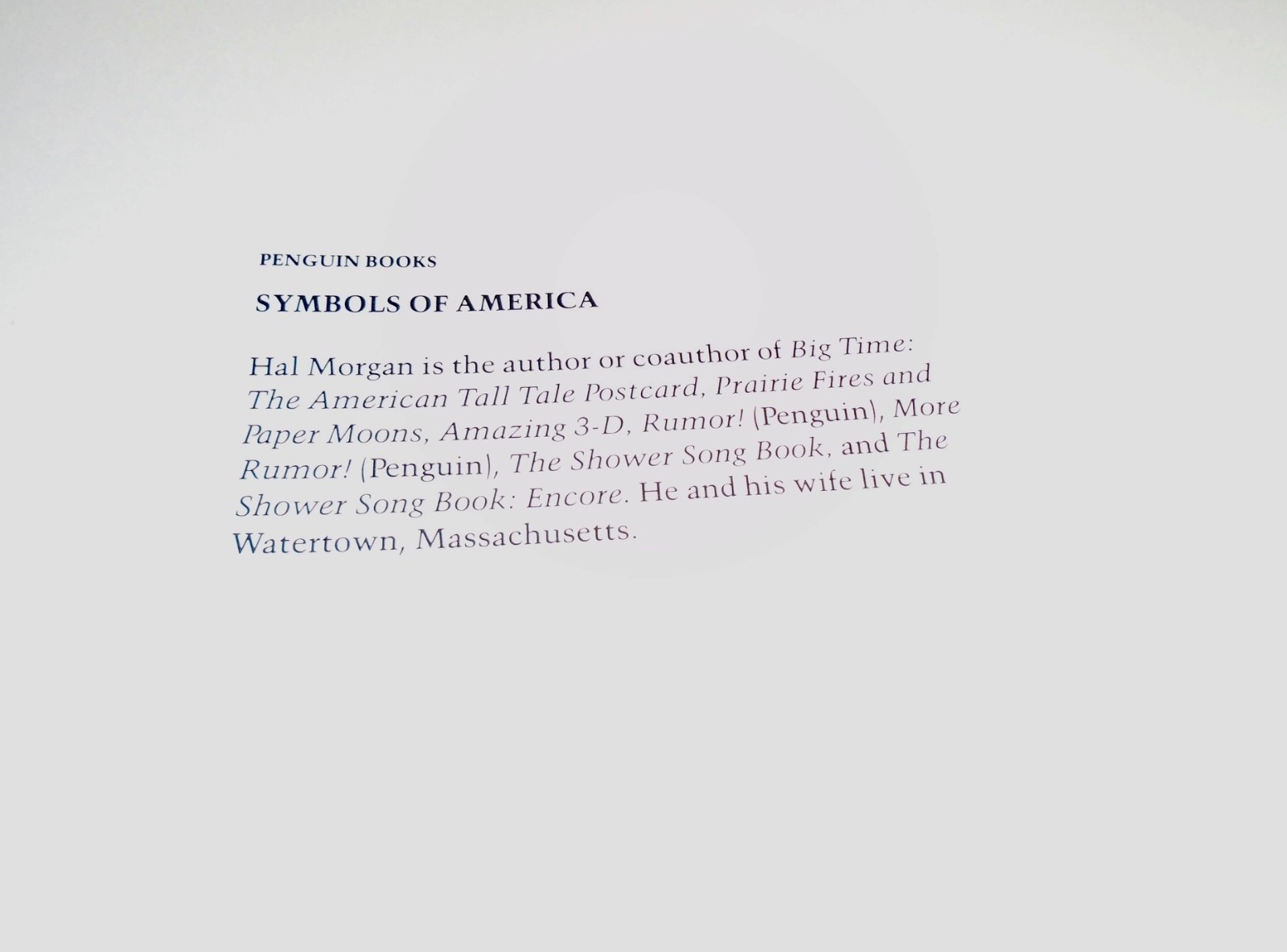 VINTAGE BOOK, SYMBOLS OF AMERICA By HAL MORGAN, 1987