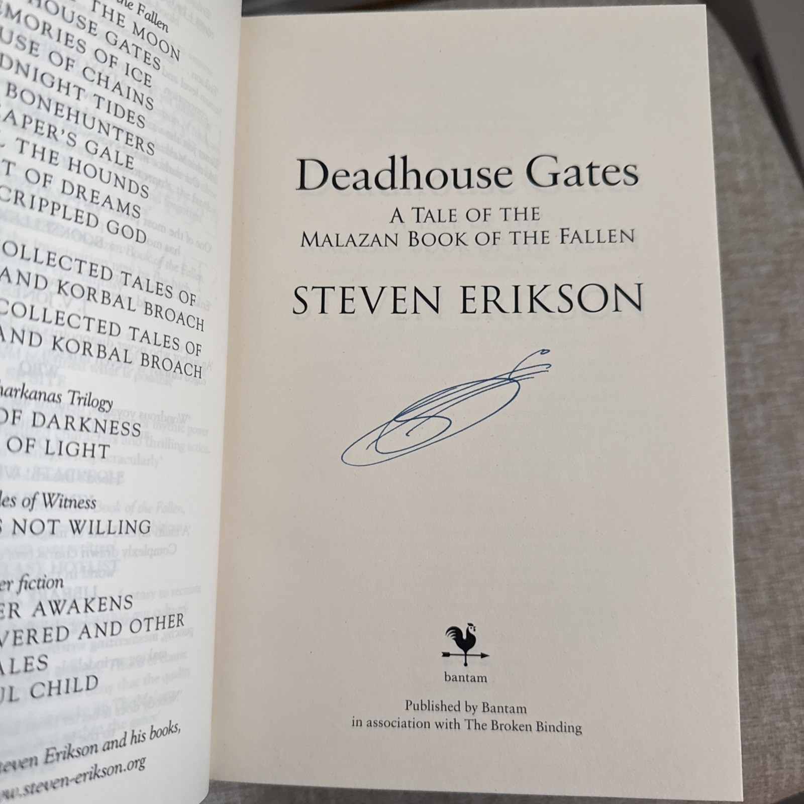 Steven Erikson (Signed) The Broken Binding Malazan Book of the Fallen 1-3 1st