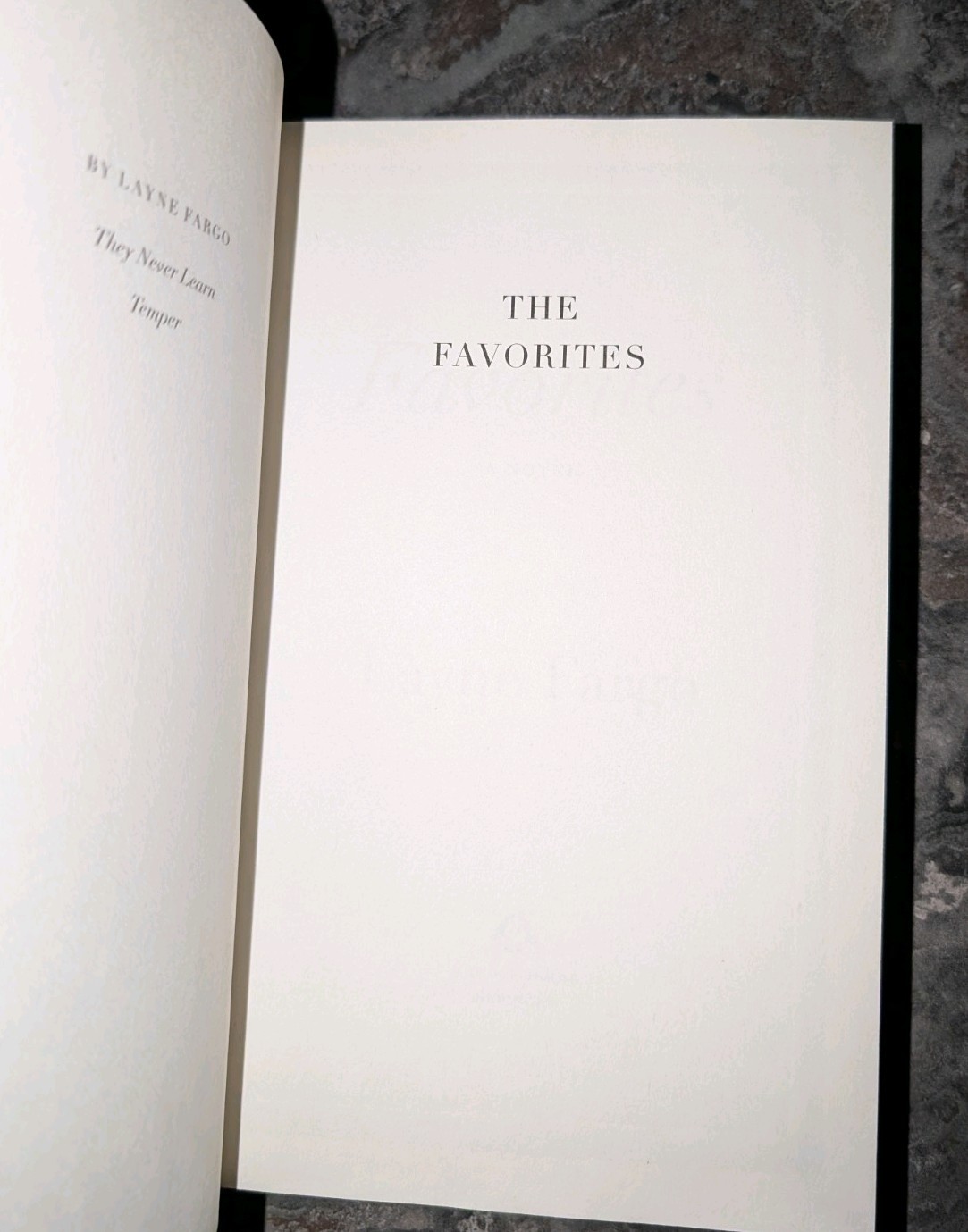 The Favorites by Layne Fargo First Edition Like New Hardcover 2025