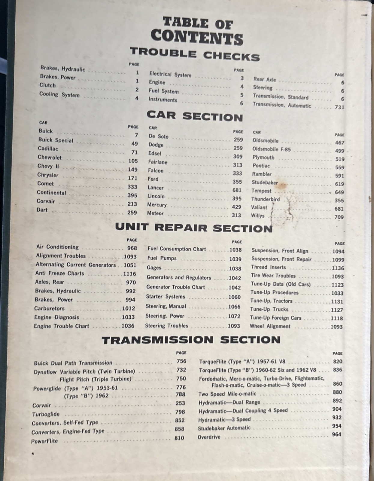 Chilton’s Auto Repair Manual 33th Year 1962