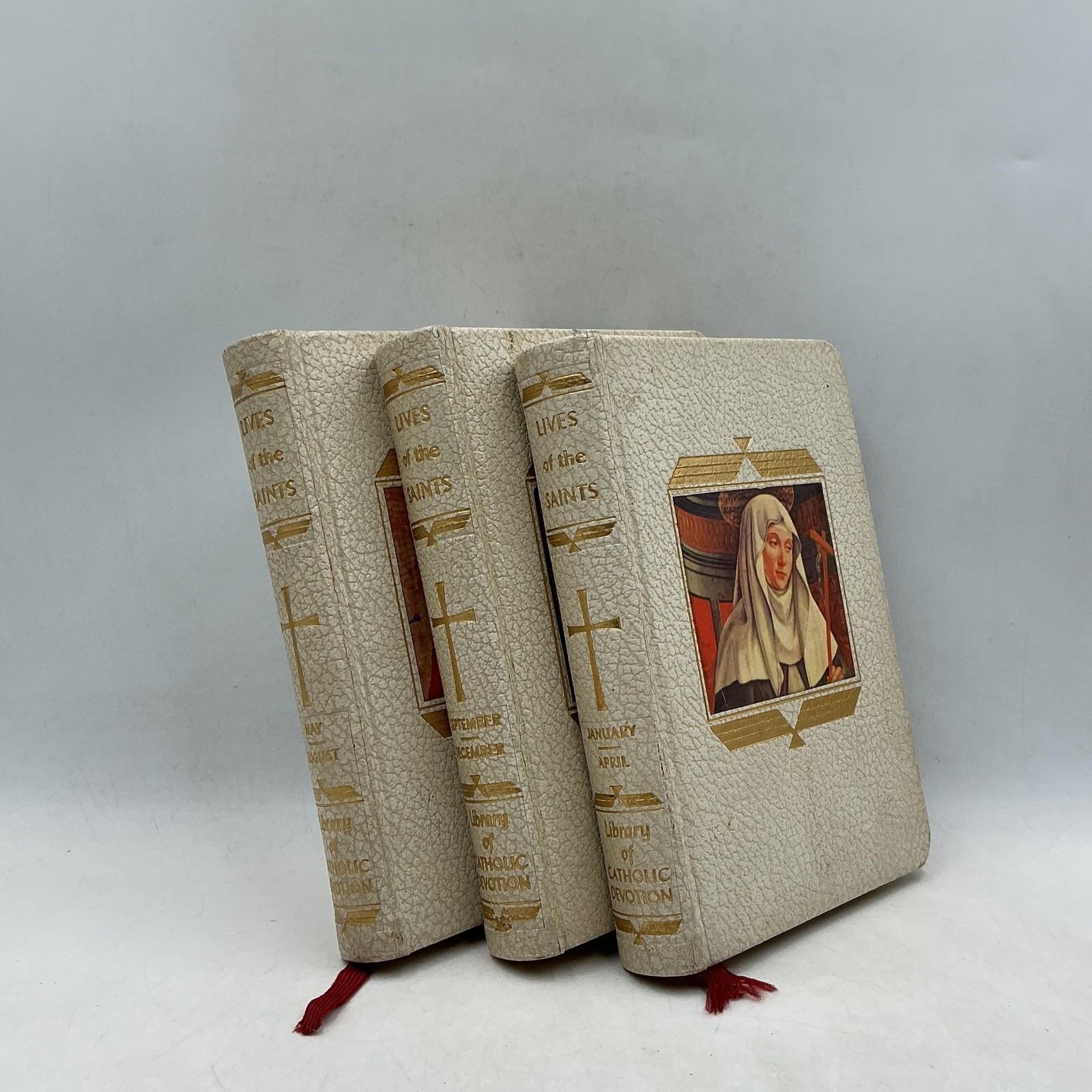 LIVES OF THE SAINTS Alban Butler Lib. Of Catholic Devotion HC Cream Faux Leather