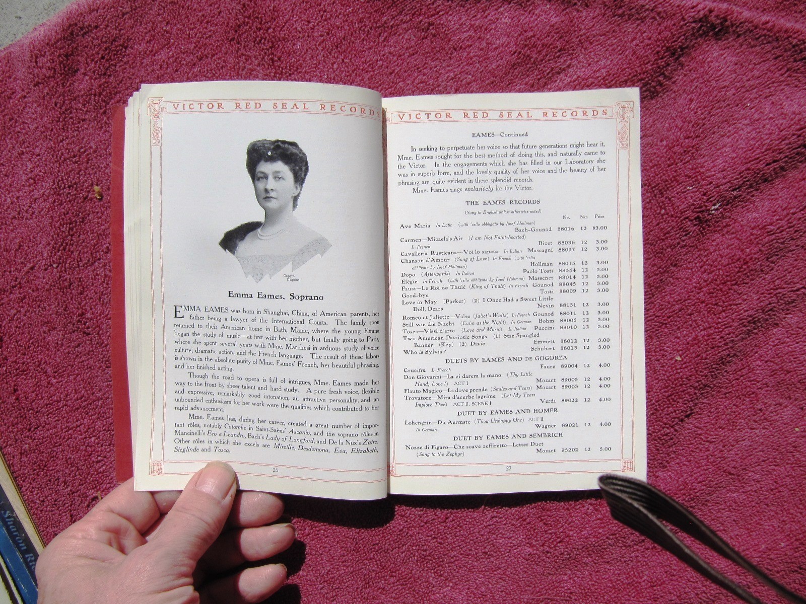 1912 VICTOR RED SEAL RECORDS Catalog A Library of Famous Voices Caruso Eames