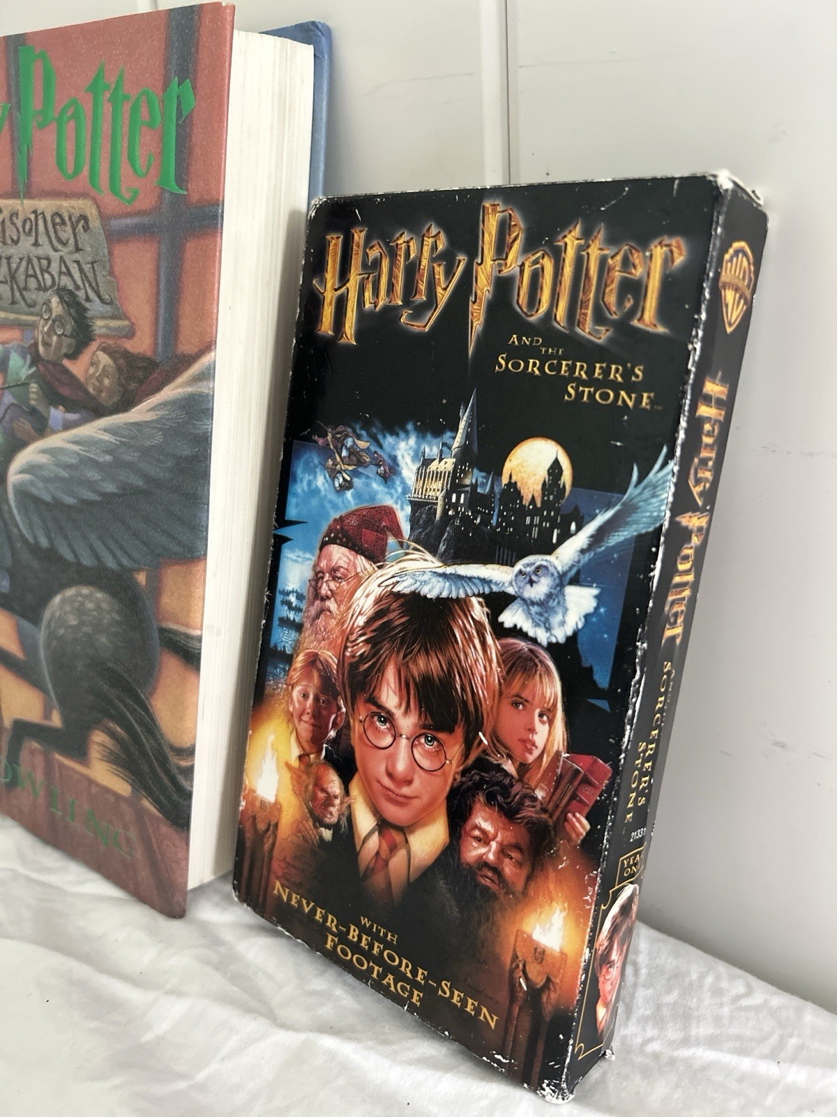 Harry Potter LOT Prisoner of Azkaban Hardcover book Sorcerer’s Stone VHS Tape