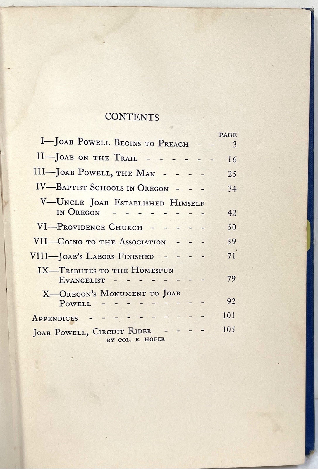 Joab Powell: Homespun Missionary by M. Leona Nichols HC 1935