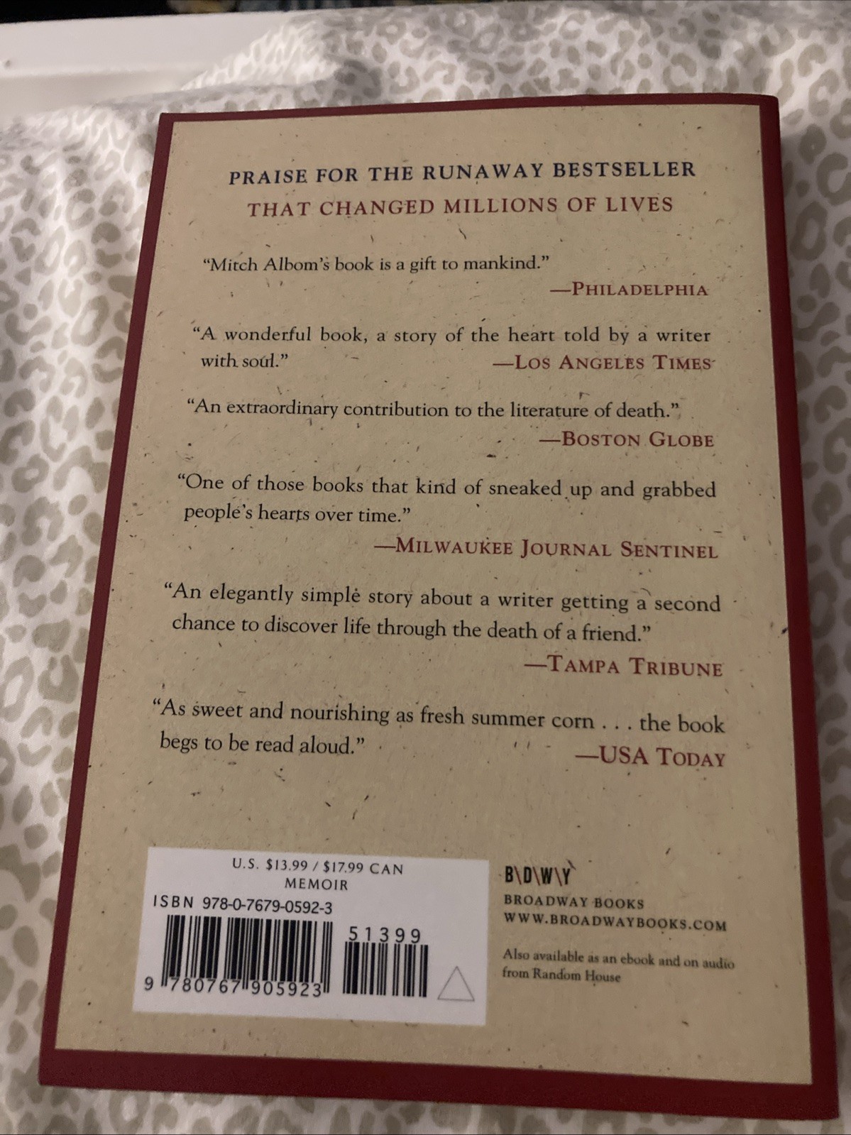 Tuesdays with Morrie: An Old Man, a Young Man, and Life’s Gre – Like New