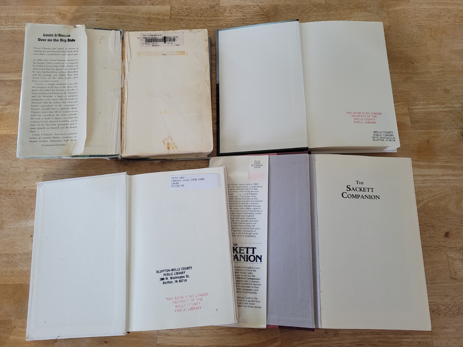 4 Louis L’Amour Hardcover Book -2 Large Print -Sackett Companion-Ex Lib