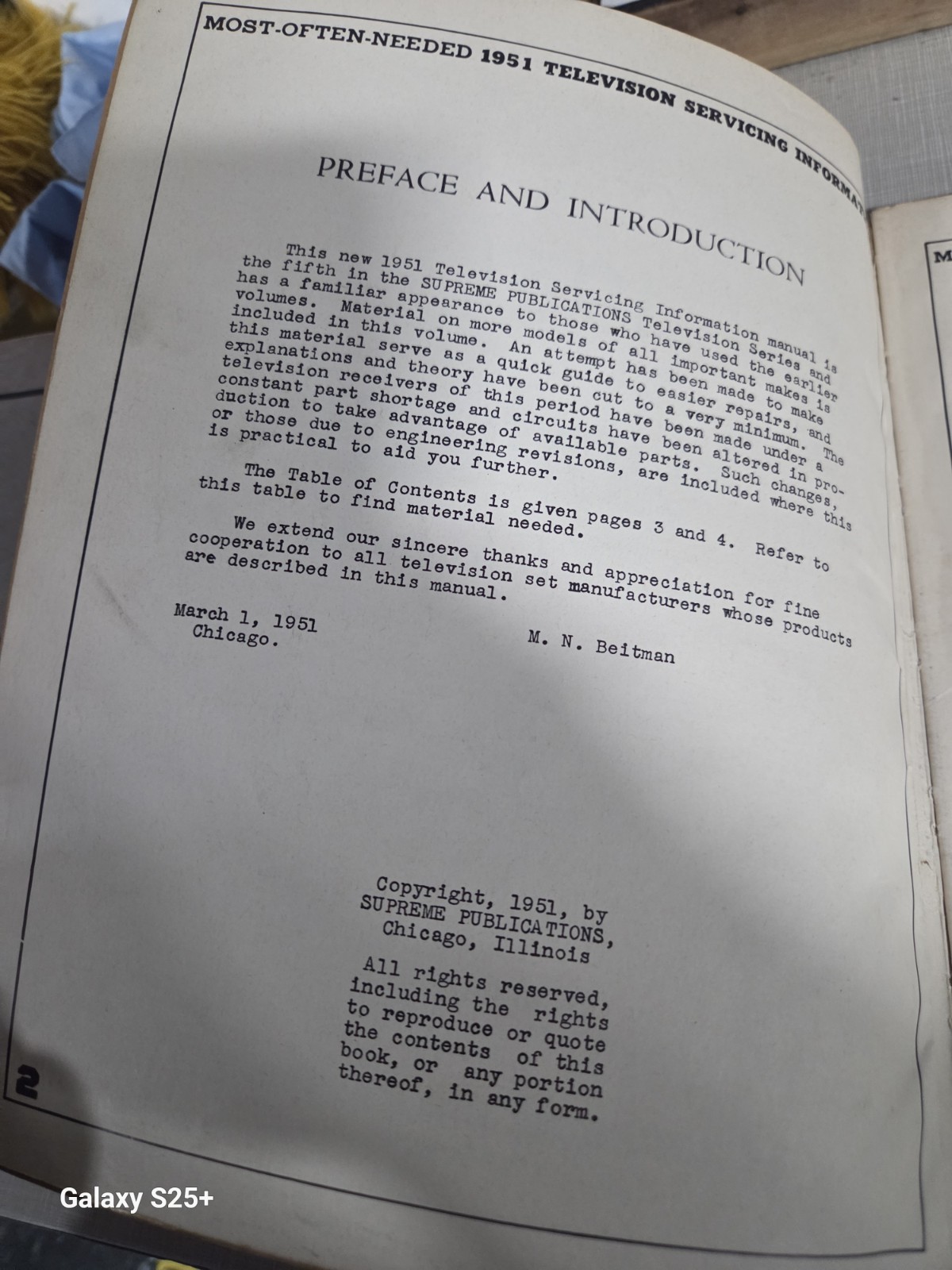 1951 Most Often Needed Television Servicing MANUAL Beitman Supreme Pub