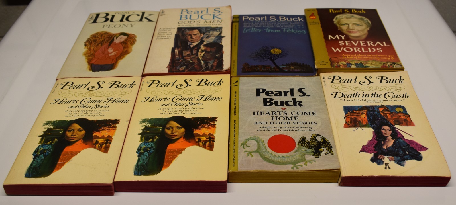 8 paperback book lot PEARL S. BUCK hearts come home GOD’S MEN peony PEKING