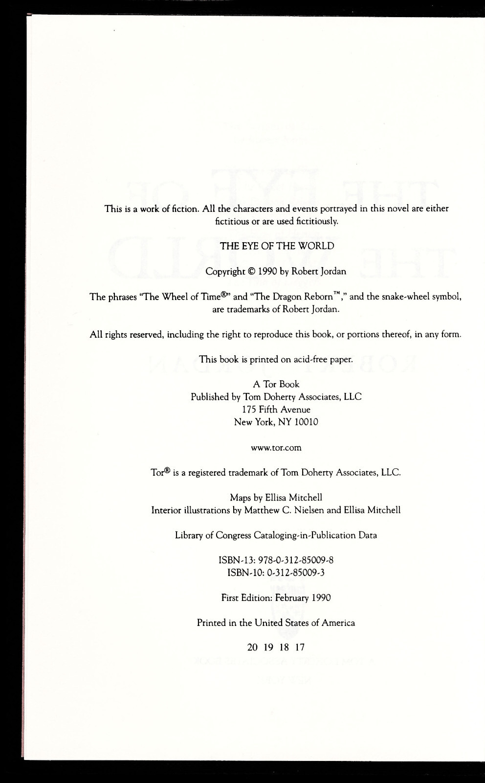 Eye of the World Wheel Time Book One Robert Jordan HC 1st Ed/17the print F-/F-