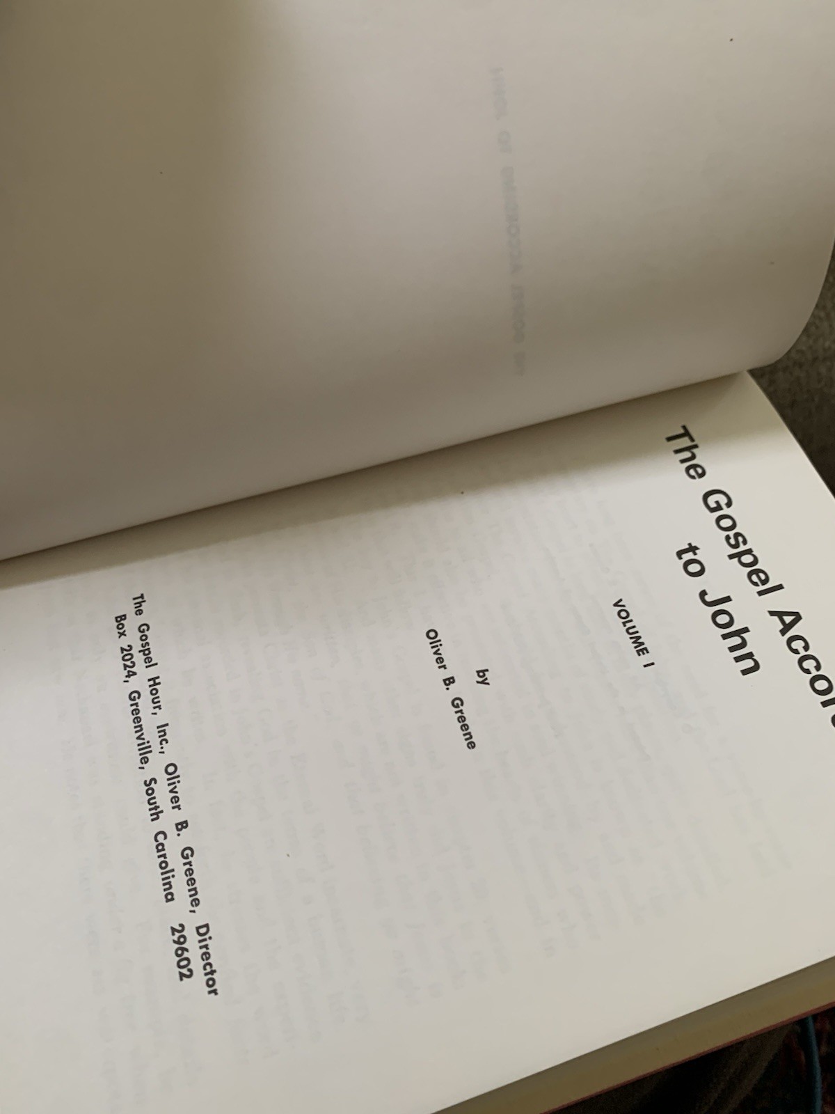 The Gospel According to John, Volume I Oliver B Greene Hardcover 1966
