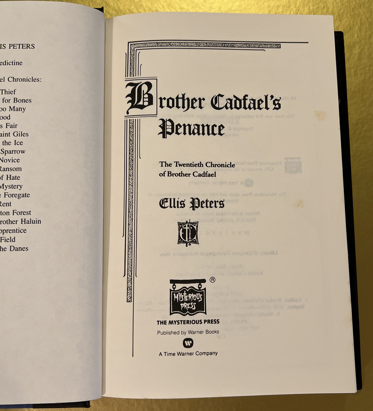 Brother Cadfael’s Penance Ellis Peters 1994 Mysterious Press – 1st Edition