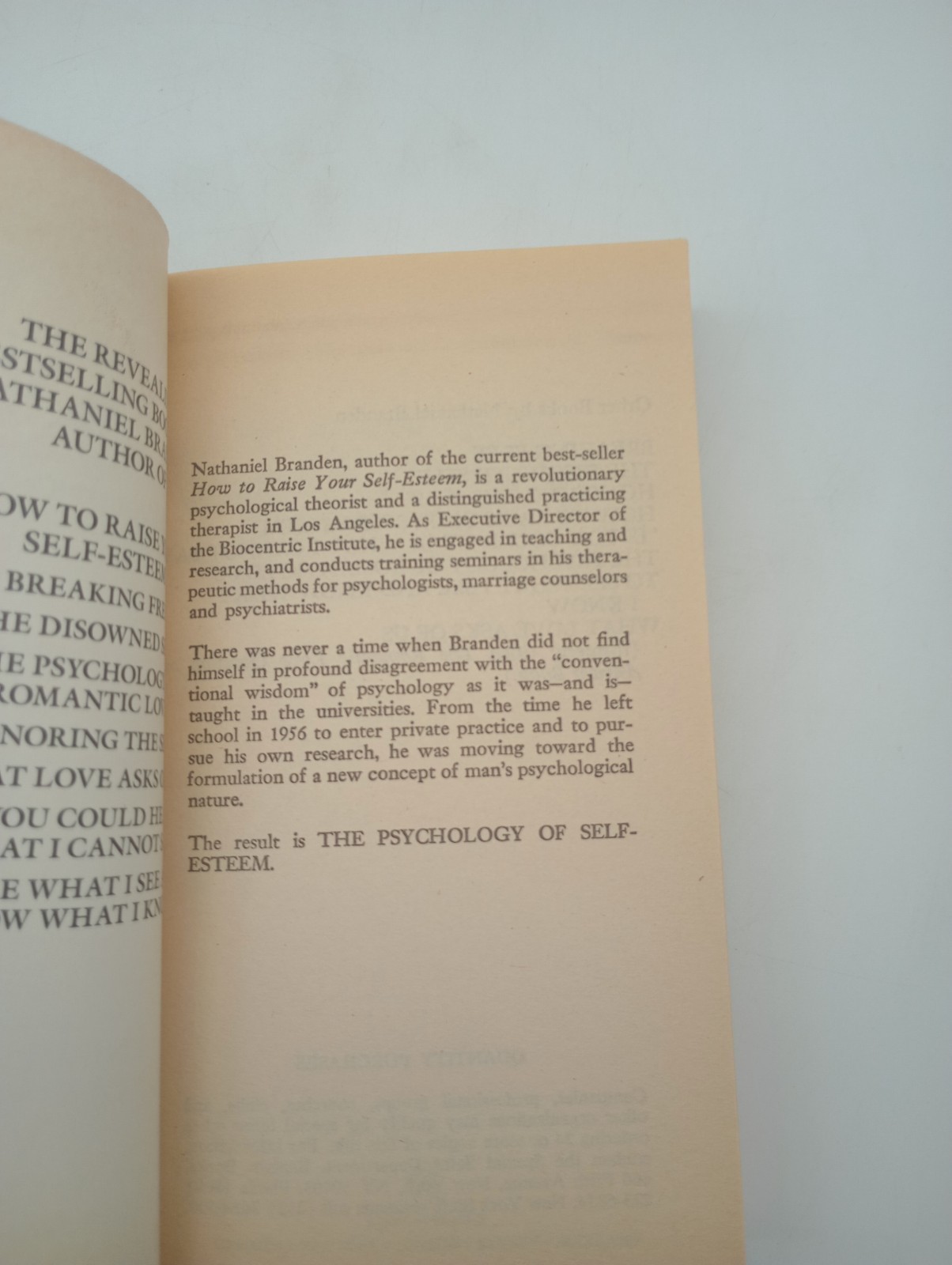 The Psychology of Self Esteem, Vtg Paperback, 1987, Bantam, by Nathaniel Branden