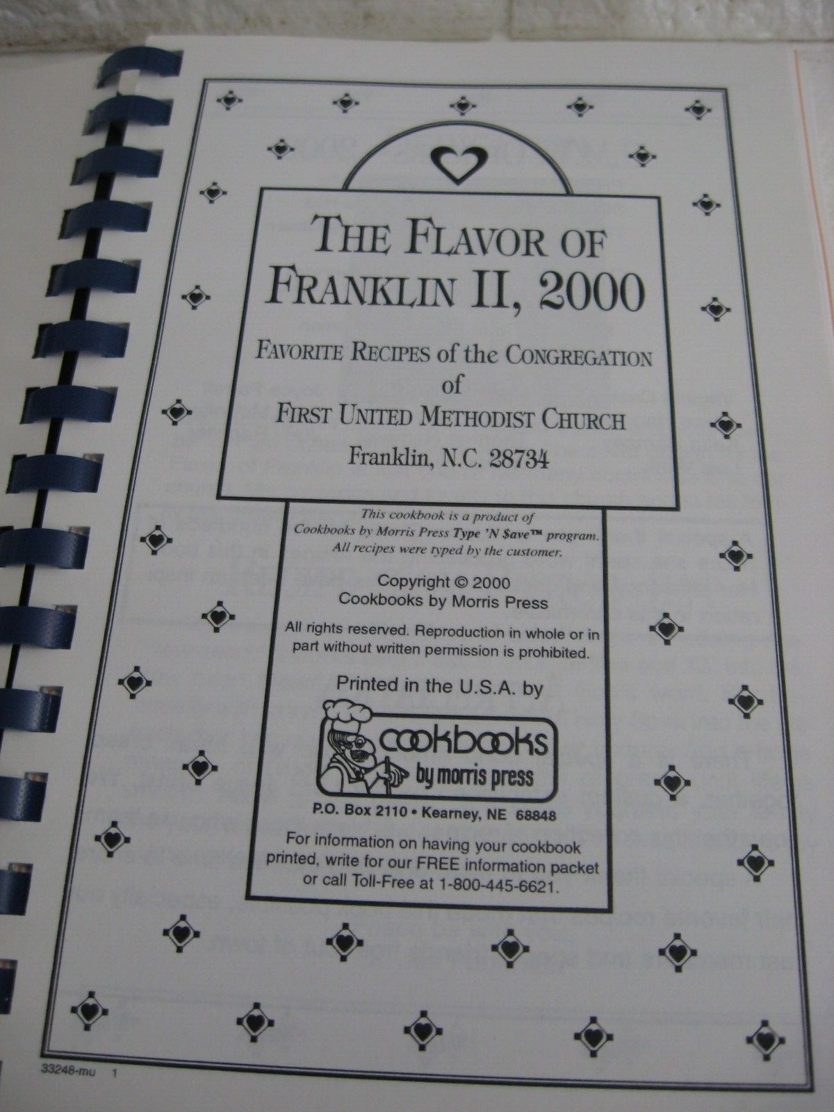 The Flavor of Franklin II Cookbook Appalachian Church 2001 Hints 200+ Pages
