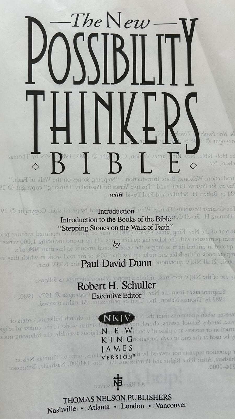 Possibility Thinkers Bible NKJV Schuller Genuine Leather