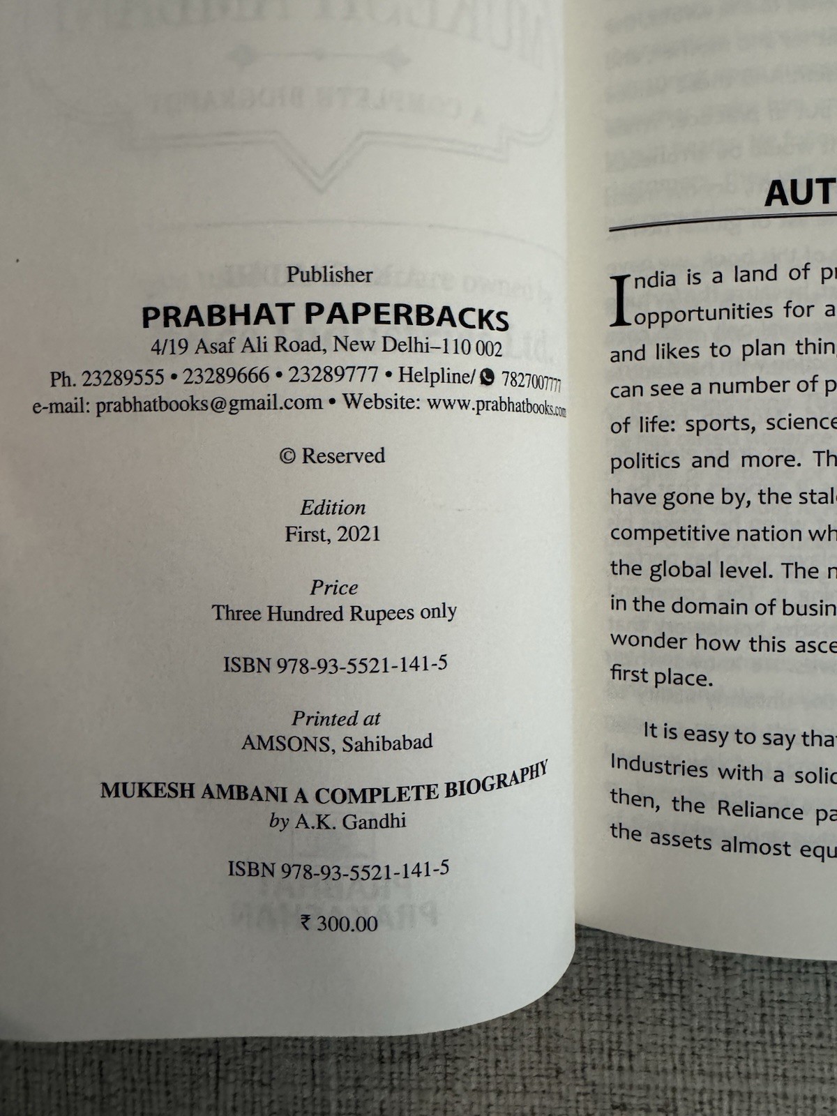 Mukesh Ambani A Complete Biography 2021 PB A.K. Gandhi Reliance India