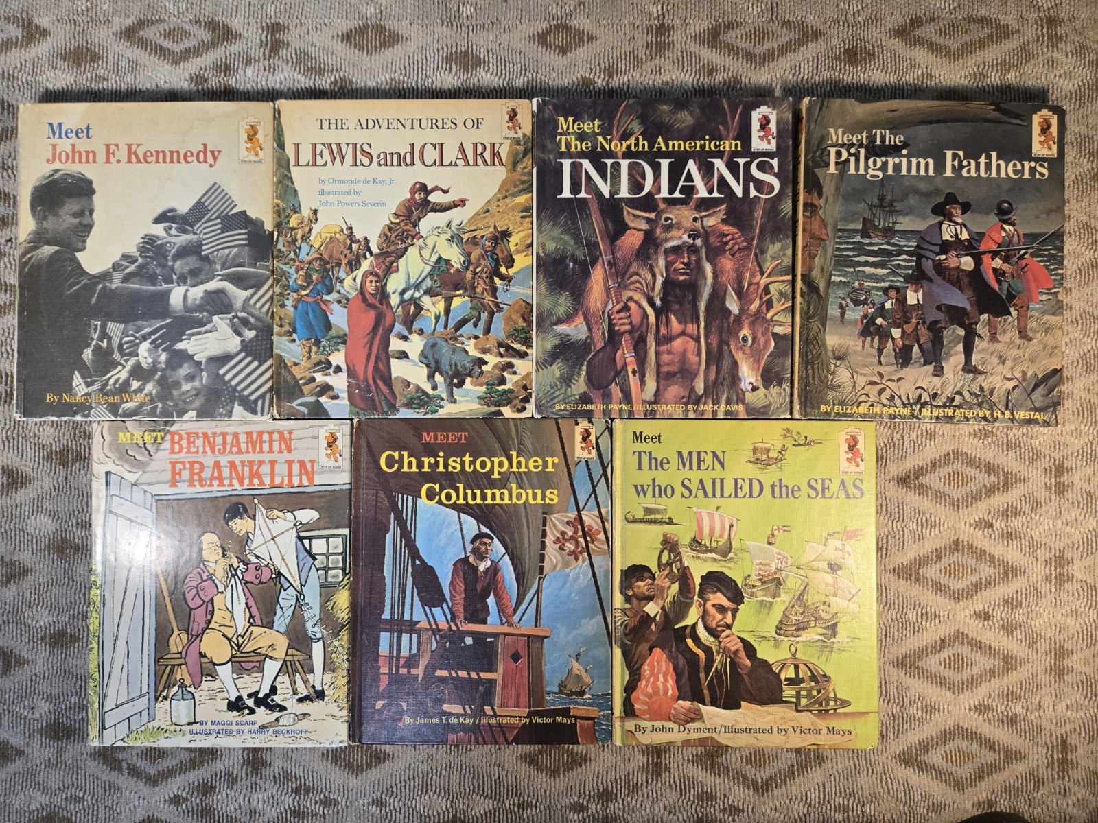 Lot of 7 Vintage 1960’s Step Up Children Educational Hardcover Books, Explorers