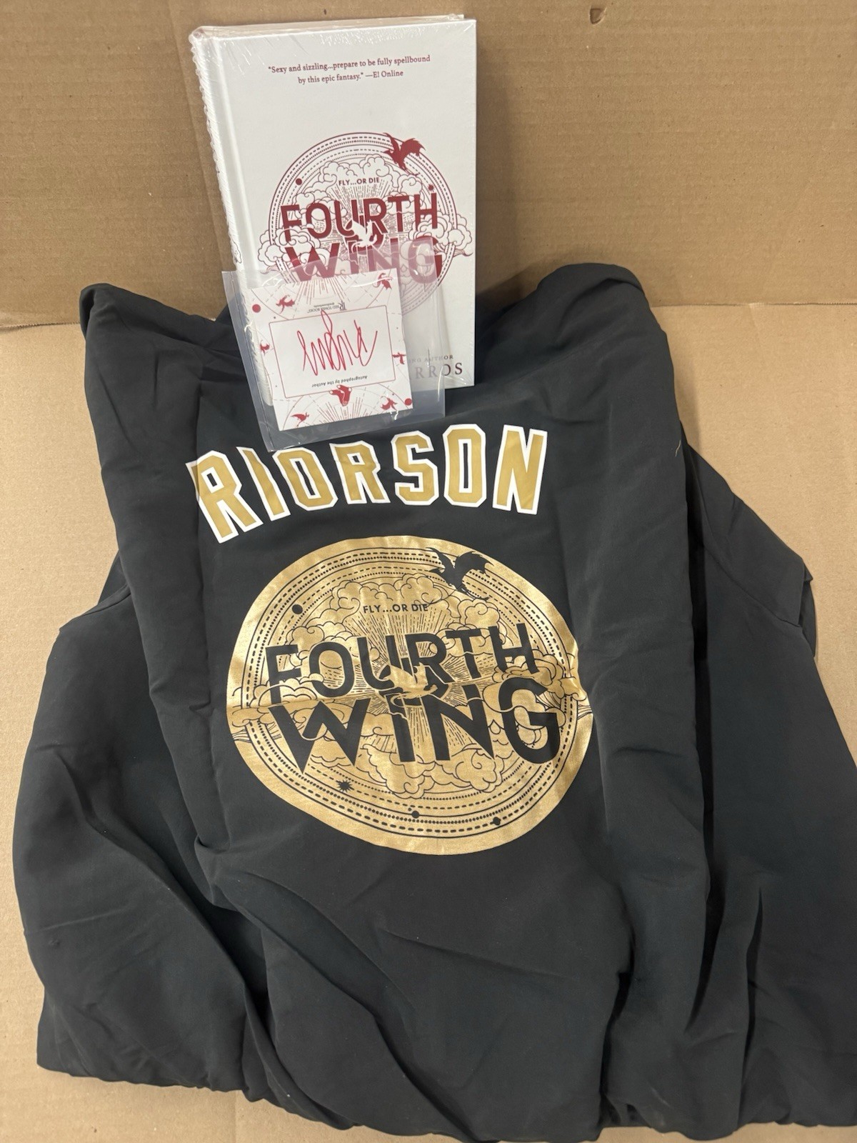 Redsox Combo Fourth Wing Book With Auto Plat And Boomer Jacket XL