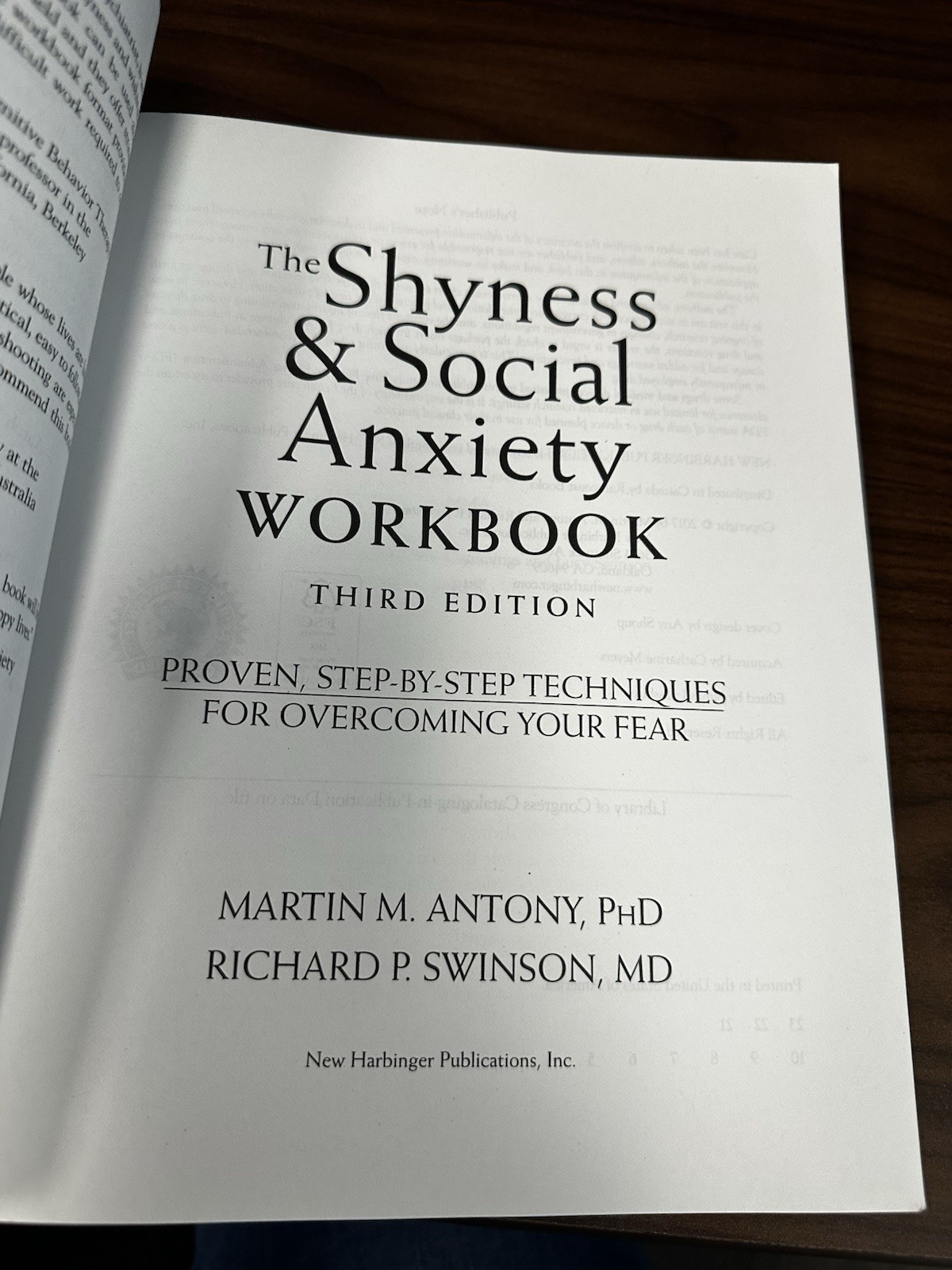 Shyness and Social Anxiety Workbook Swinson Antony Paperback New Harbinger 2017…