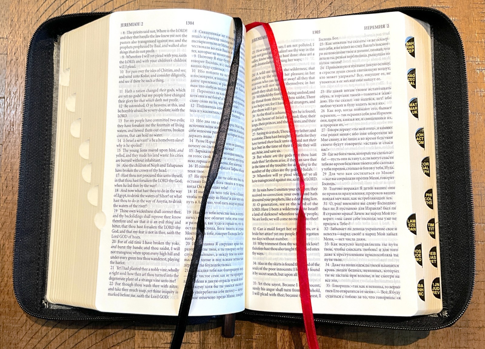 Russian/English Parallel Bible, Synodal/KJV, Black Imitation Leather Zip Cover