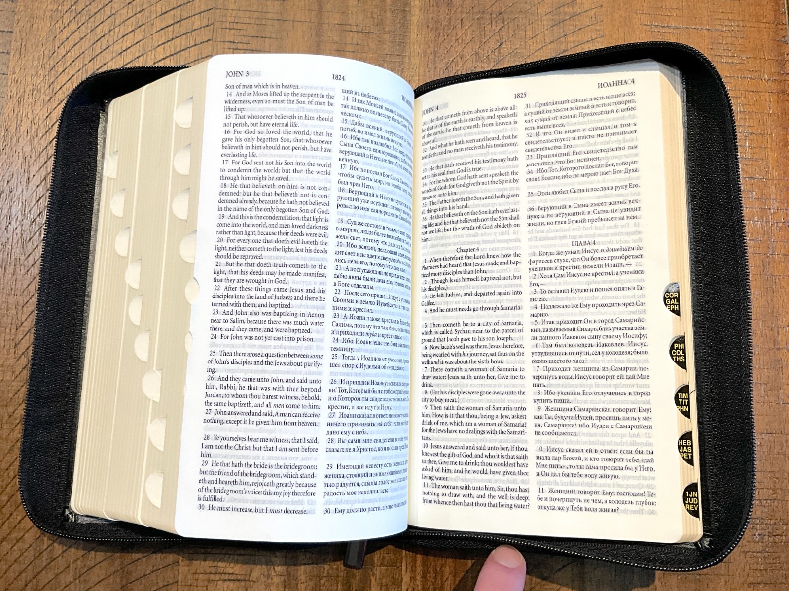 Russian/English Parallel Bible, Synodal/KJV, Black Imitation Leather Zip Cover