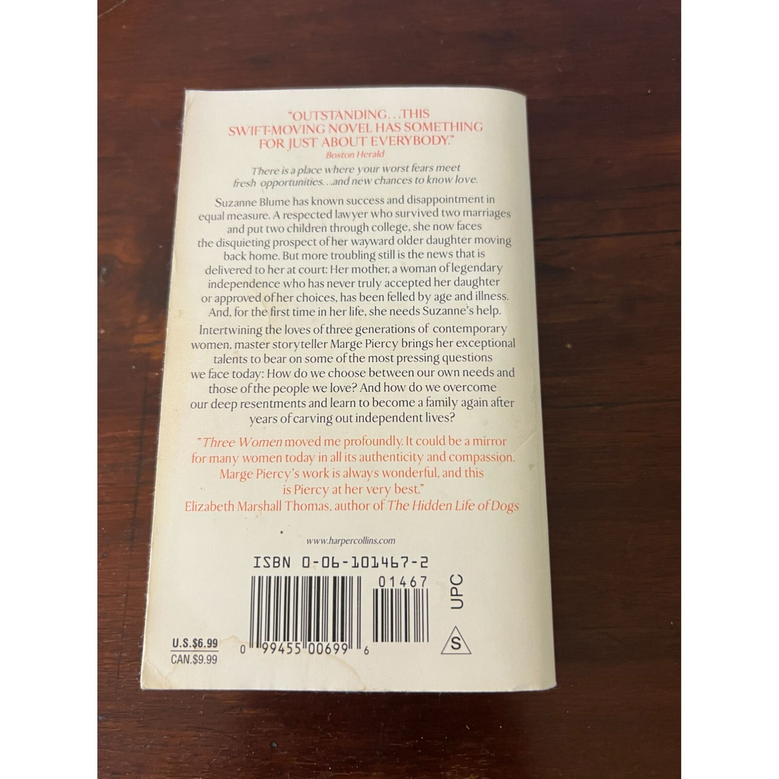 Three Women by Marge Piercy Paperback Book