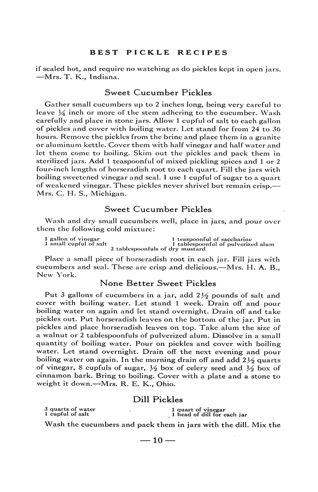 1931 Best Pickle Recipes Cook Book 47 Pages