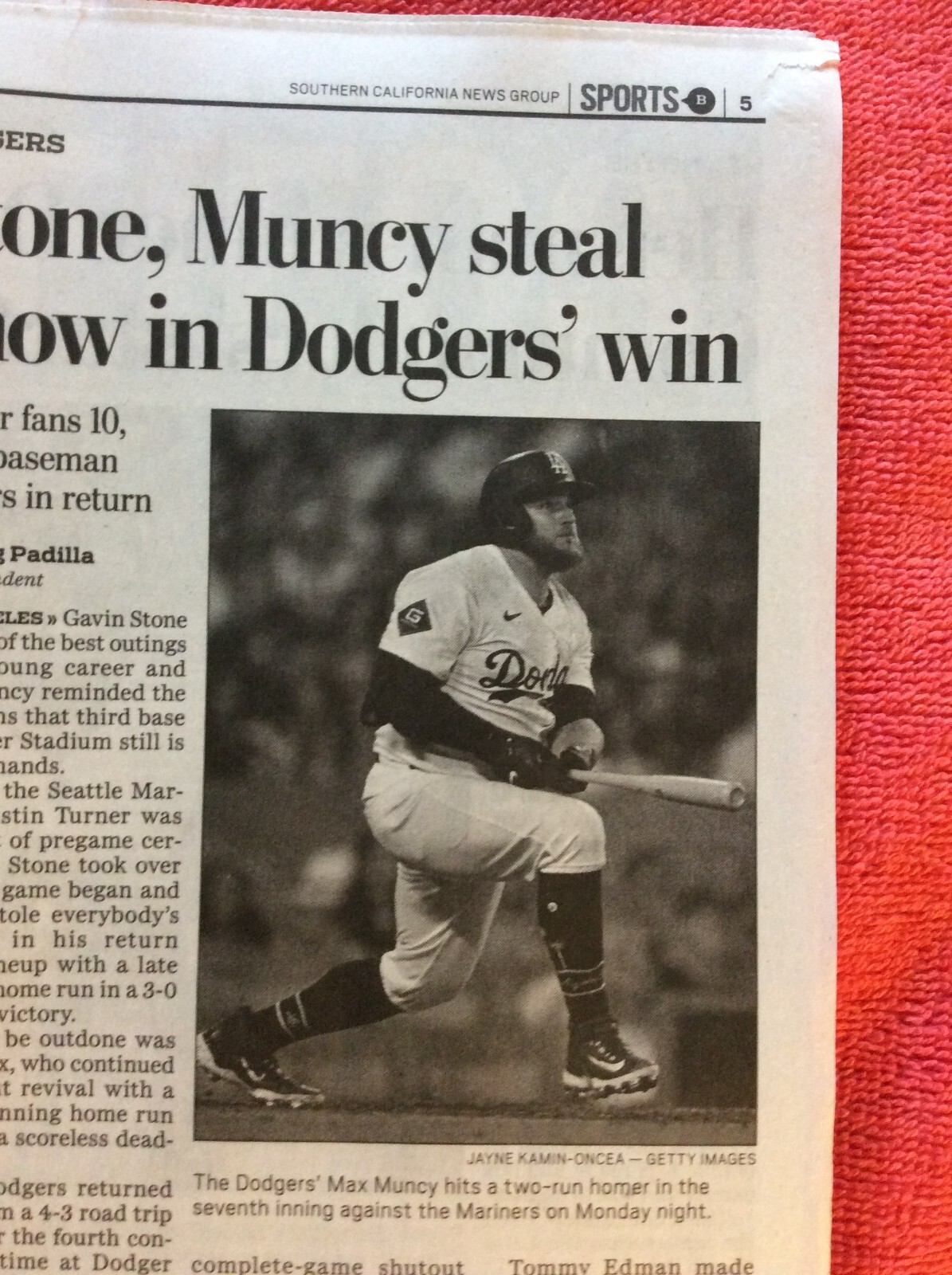 DAILY BREEZE SPORTS SECTION AUGUST 19 2024 DODGERS MARINERS JUSTIN TURNER