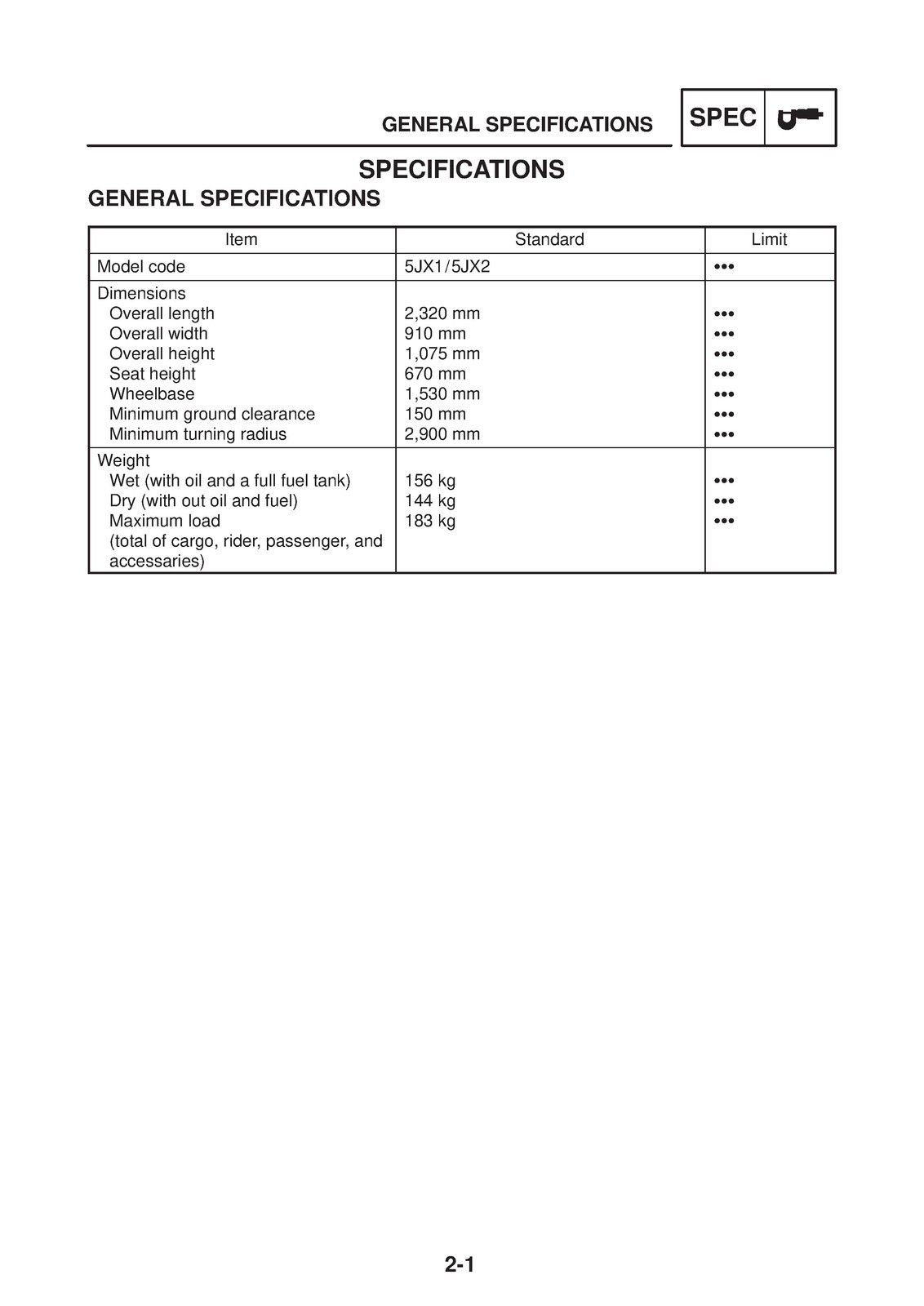 YAMAHA XVS125 Motorcycle Service Manual 2000, CLOSURE, JACKET – XL FOLDOUT PAGES