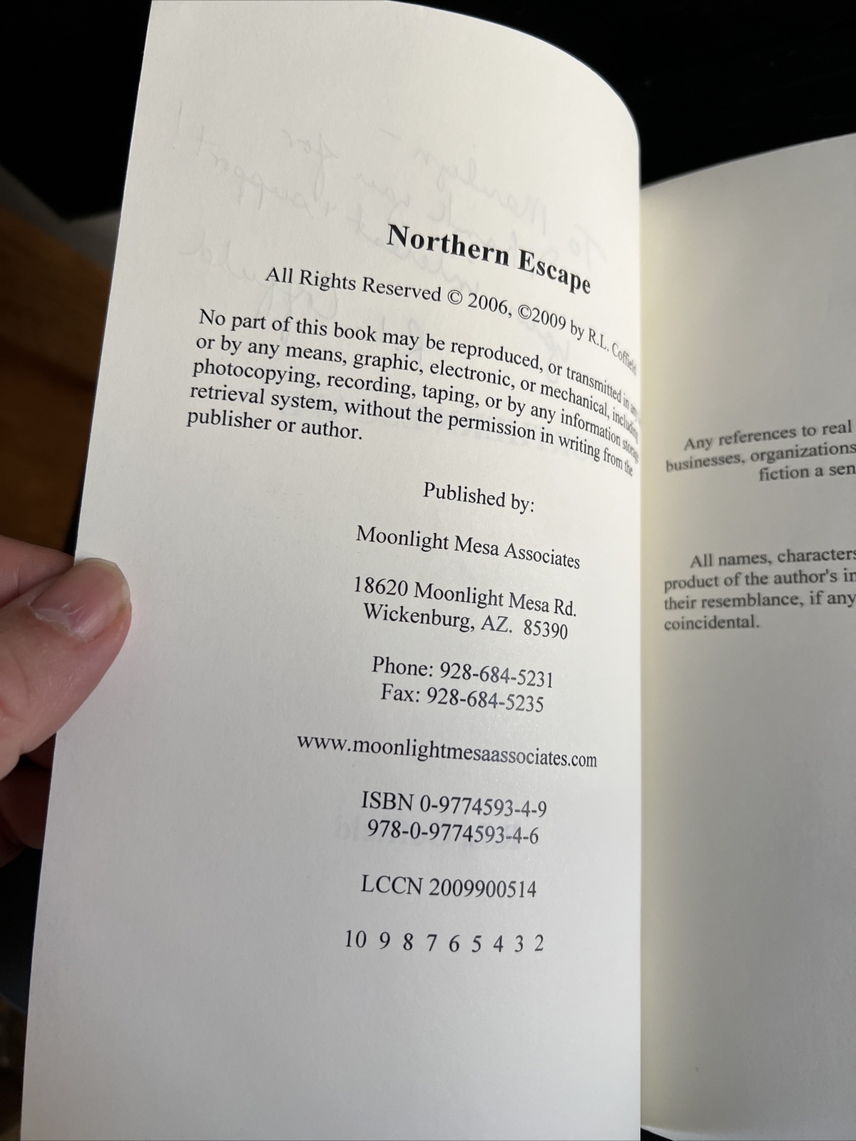 OOP Signed 1st Edition Northern Escape, R. L. Coffield 2006 Trade PB Detectives