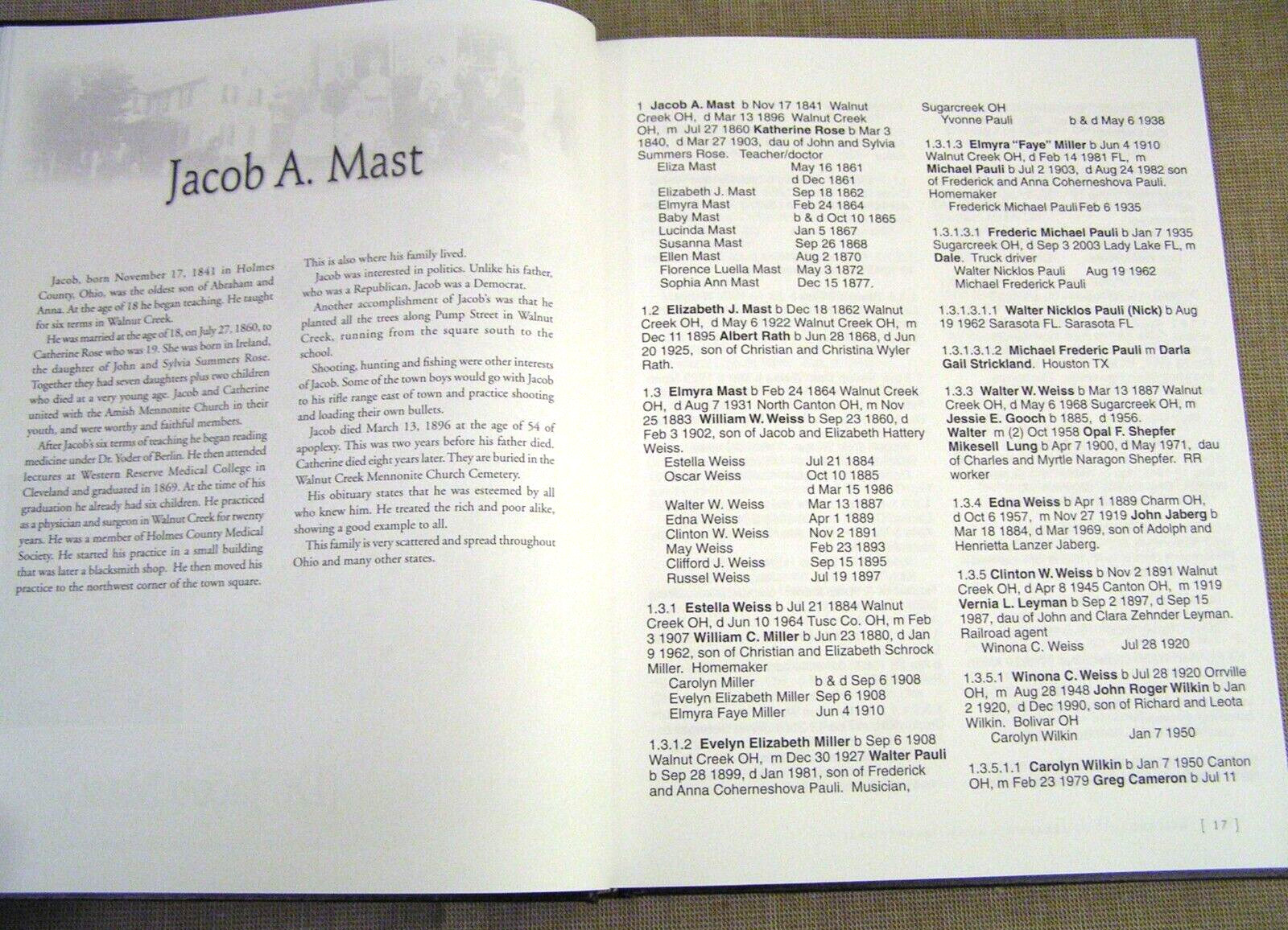 Descendants of Abraham & Anna (Beachy) Mast Amish Family History Genealogy Book