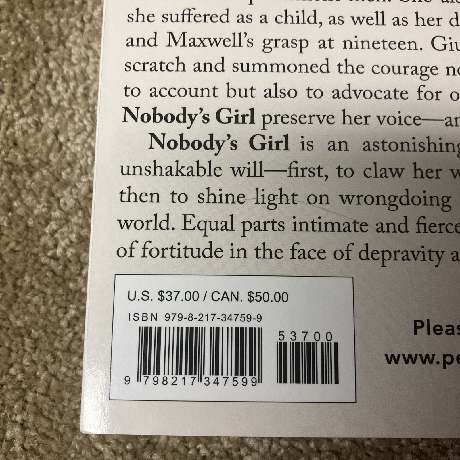 Nobody’s Girl: A Memoir of Surviving… by Virginia Roberts Giuffre LARGE PRINT