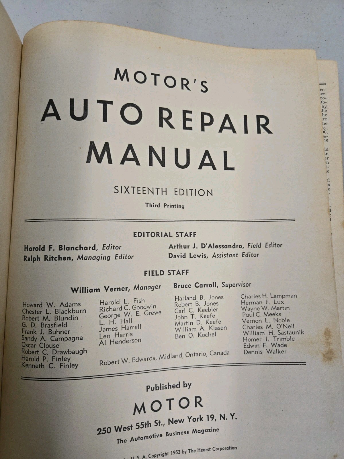 Motor’s Auto Repair Manual 1935-1953 Models 16th Edition