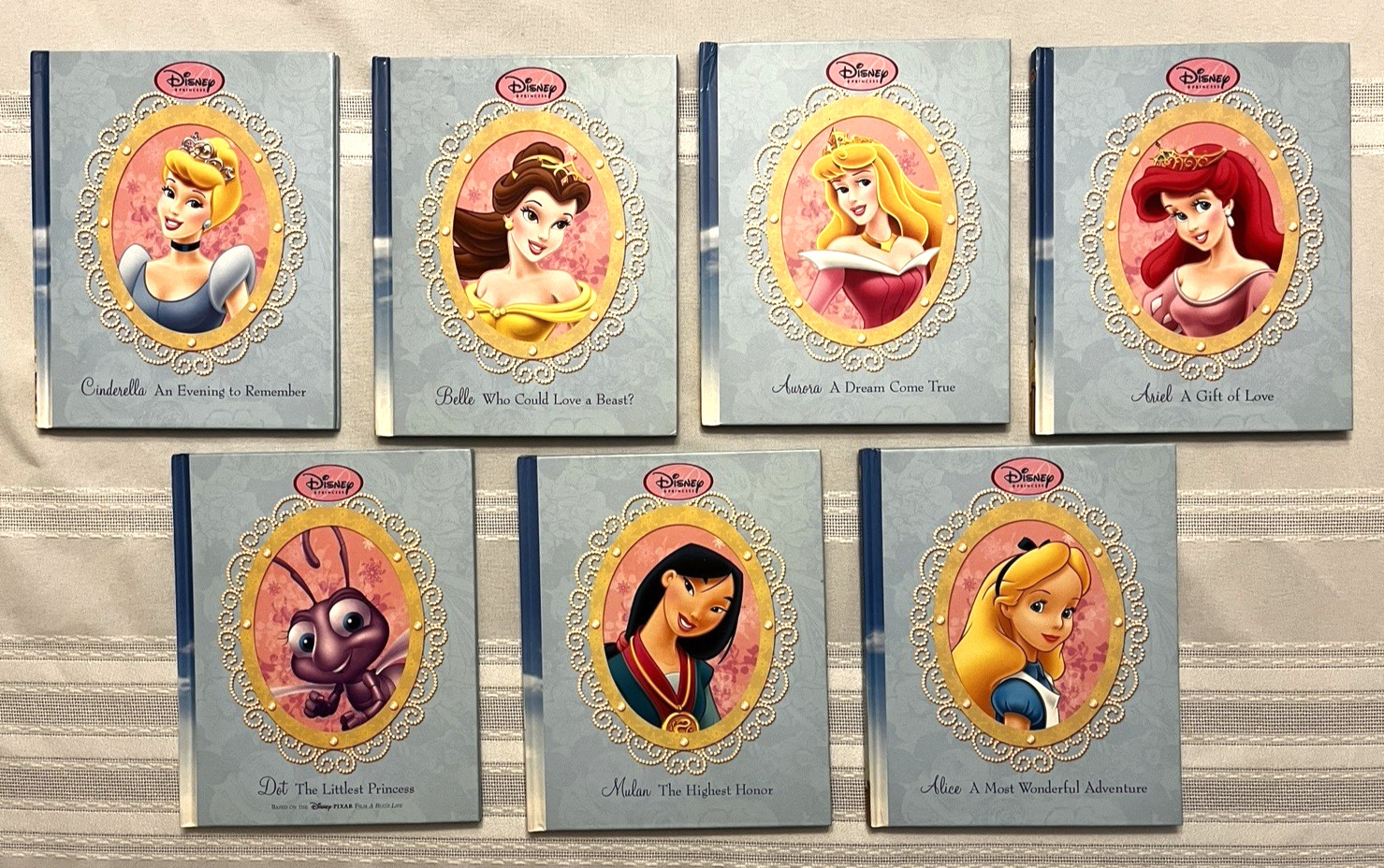 Disney Princess Lot Of 7 HC -Cinderella/Mulan/Alice/Belle/Aurora/Ariel/Dot