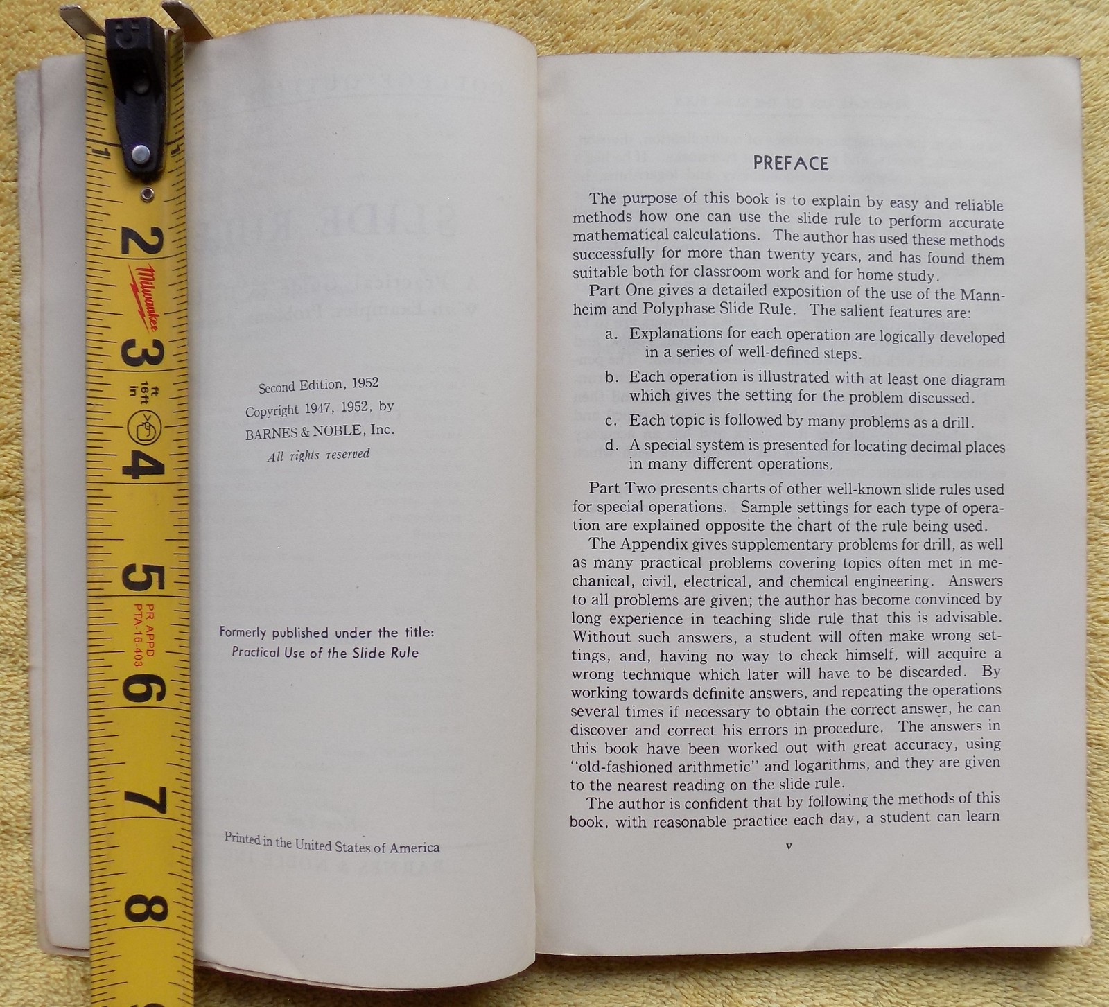Slide Rule: College Outline Series by Calvin C. Bishop – 1952 PB 2nd Ed.