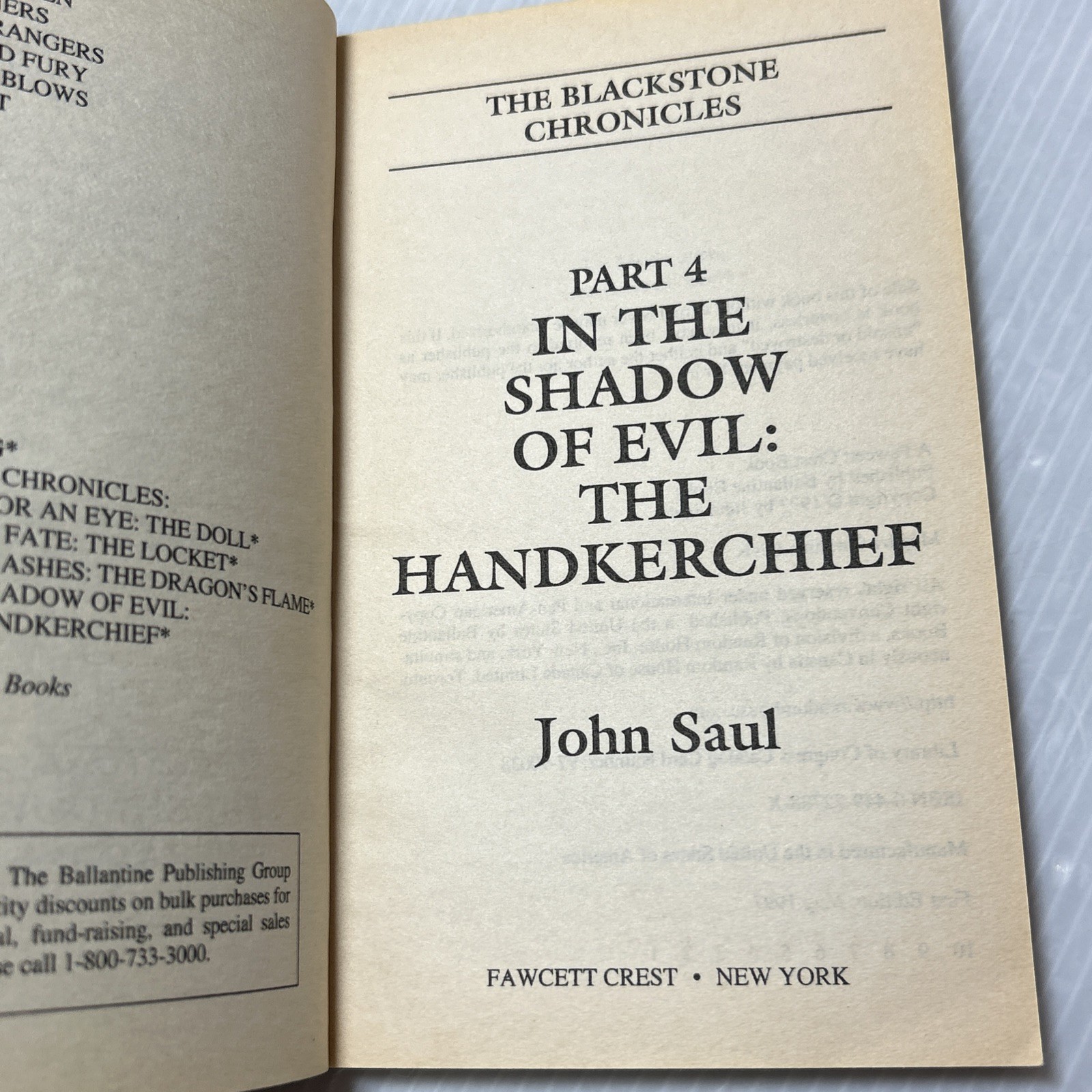 John Saul: The Blackstone Chronicles (Parts 1-6) Complete SET, VTG 1997 1st Ed
