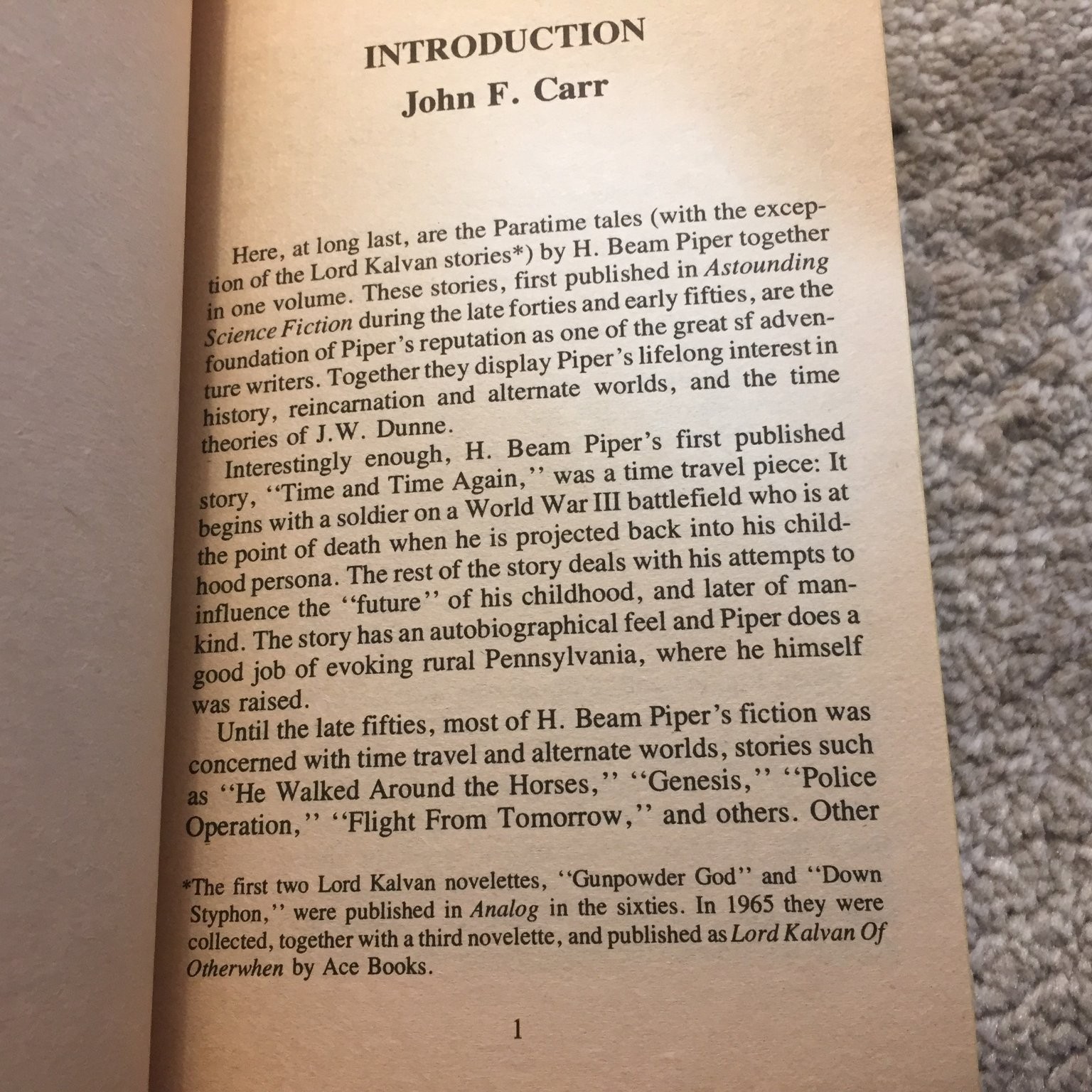 Paratime H. Beam Piper 1986 Ace Books Time Travel Science Fiction Paperback Book